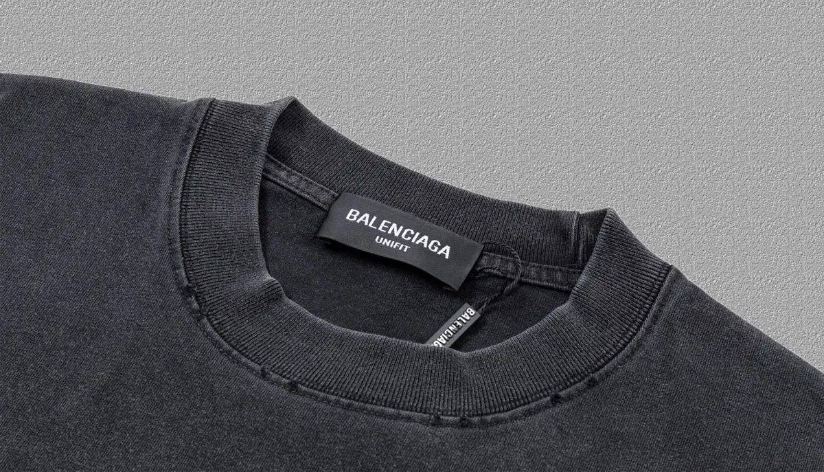 Balenciaga Tonal Logo Washed Crew Neck T-Shirt In Charcoal Black