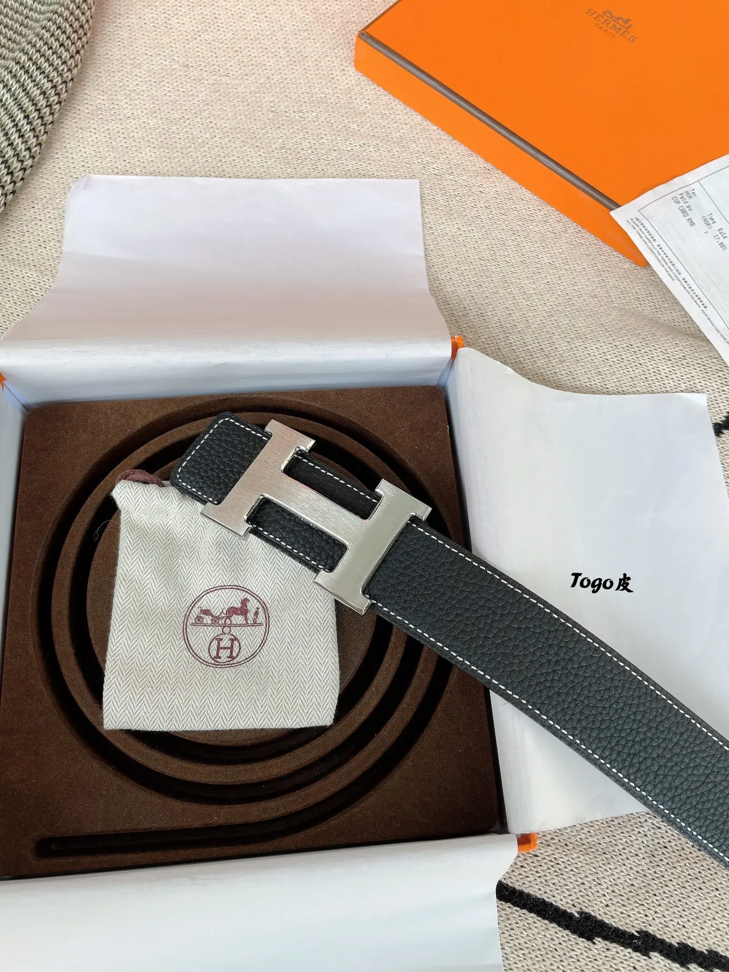 Hermès Togo牛皮 腰带 精致配饰