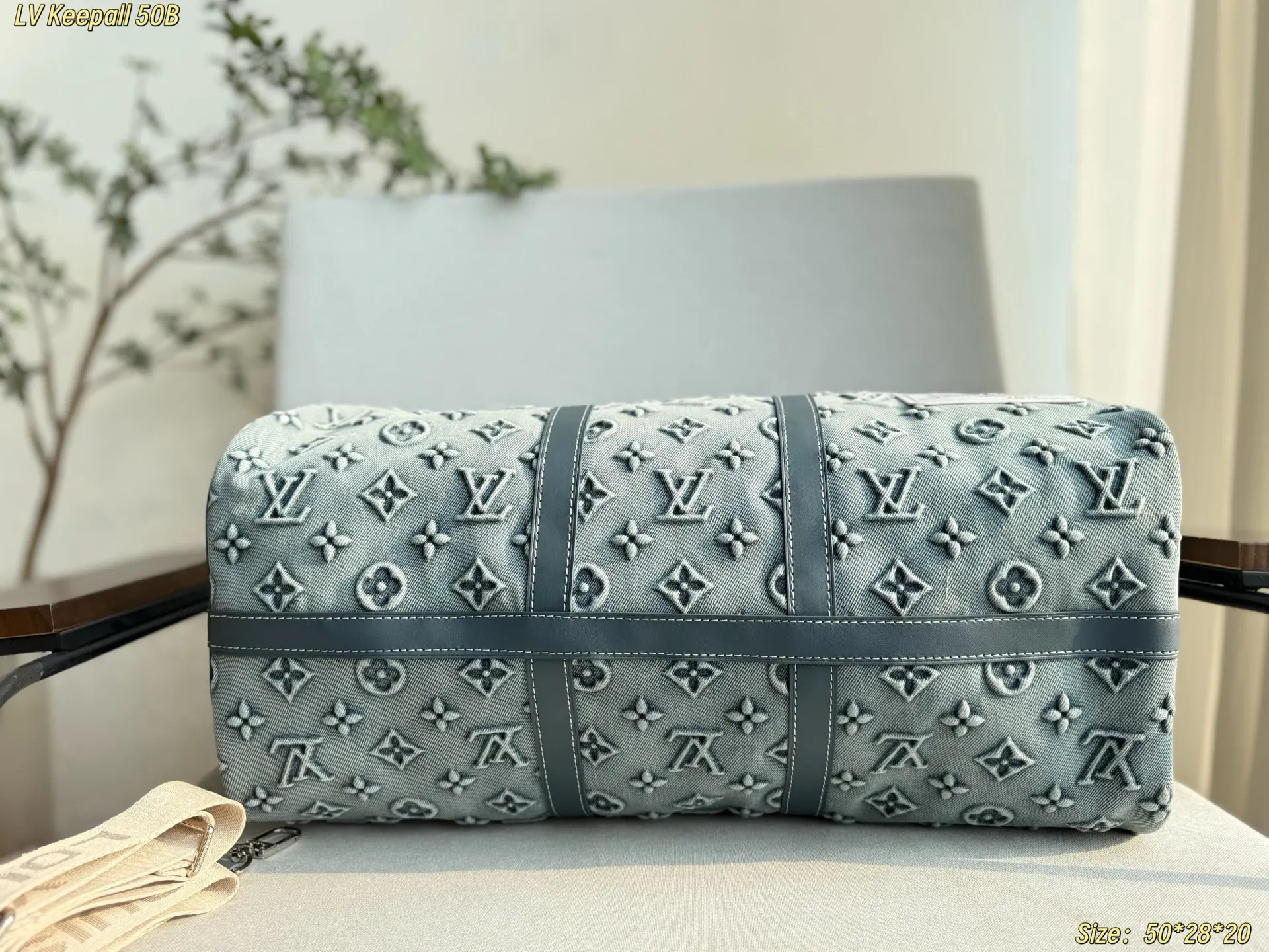 LV Keepall 牛仔 丹宁 牛皮 旅行包 大容量旅行款