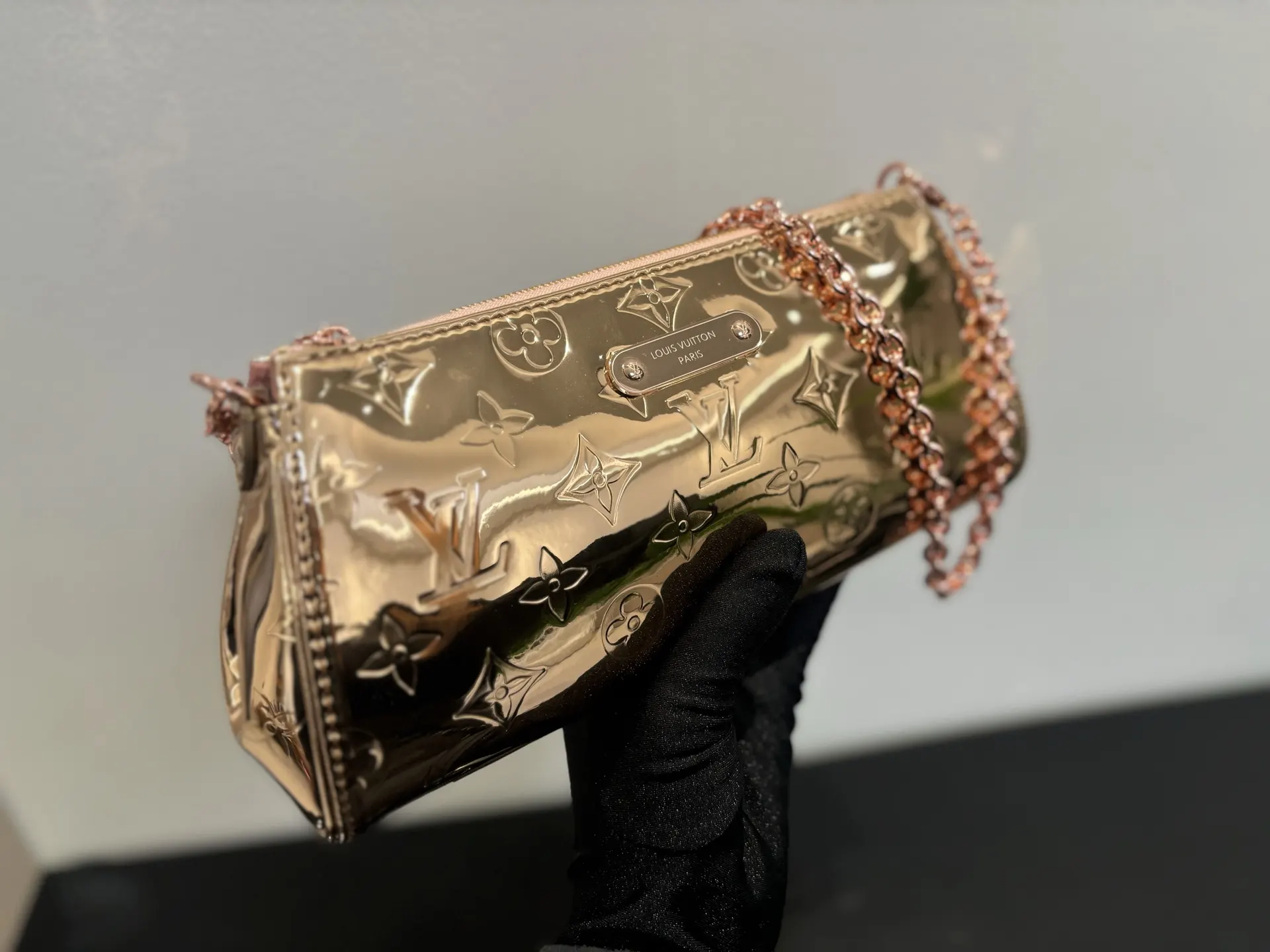 Louis Vuitton Pochette Gold Monogram Chain Bag