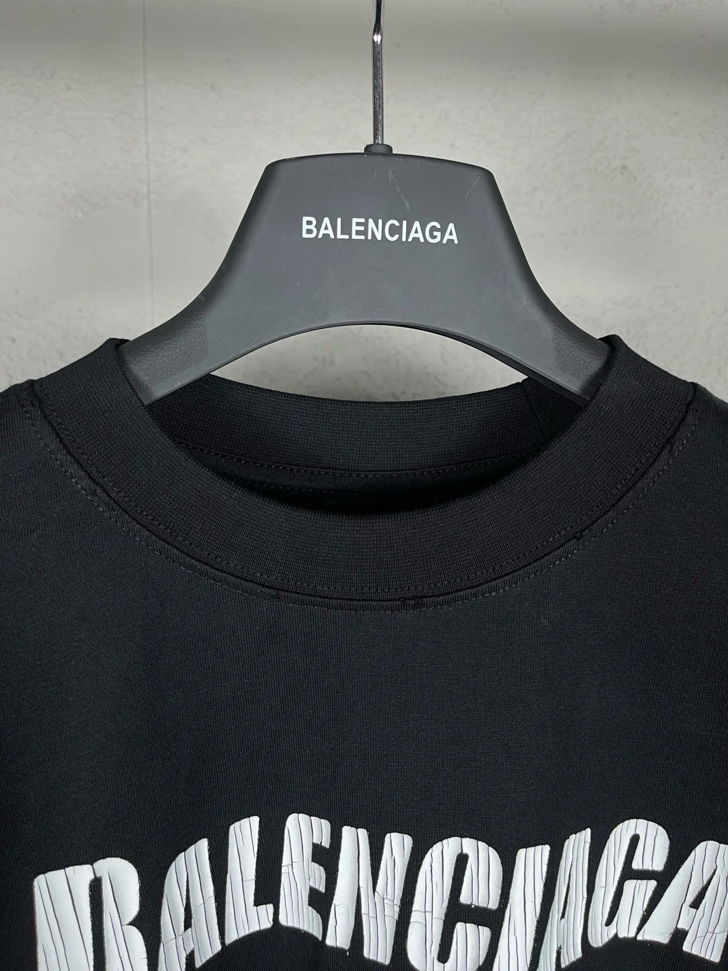 Balenciaga Black Cotton Logo Short Sleeve T-Shirt Loose