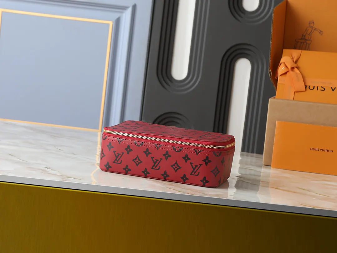 Red Monogram Organizer Pouch Travel
