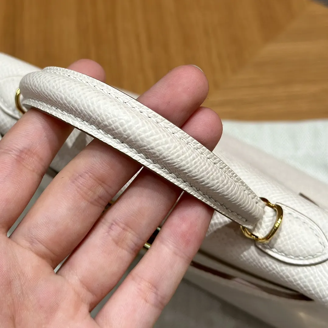 牛皮 迷你凯莉二代 奶昔白 法国进口牛皮 金扣 高级全手工 手提包 通勤手提款