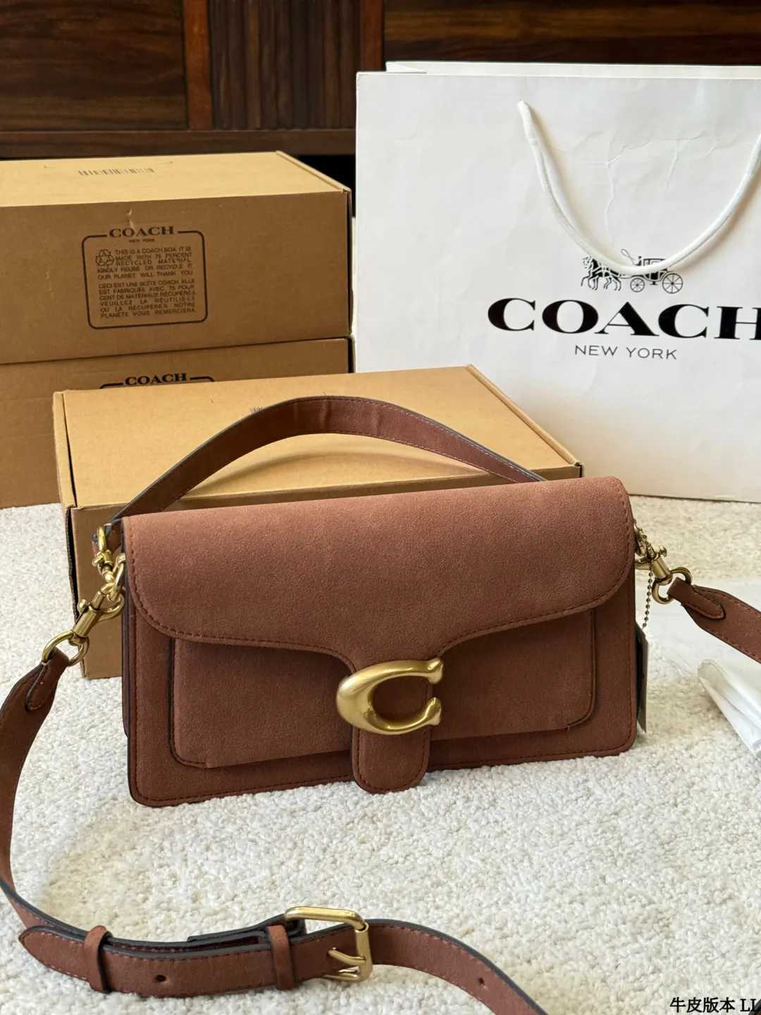 Coach 銀色 牛皮 Tabby 收納包 旅行收納款