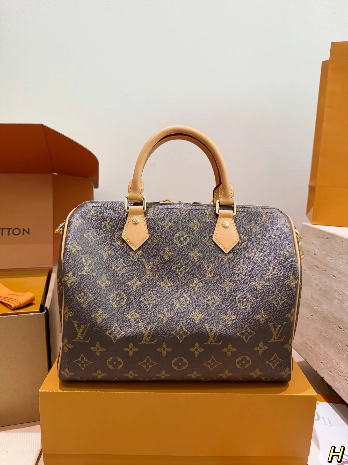 Louis Vuitton Speedy 米色 Monogram 手提包