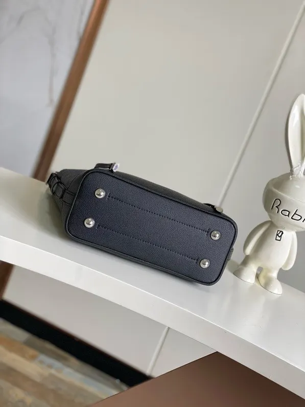Black Gray Bucket Bag Casual Leather