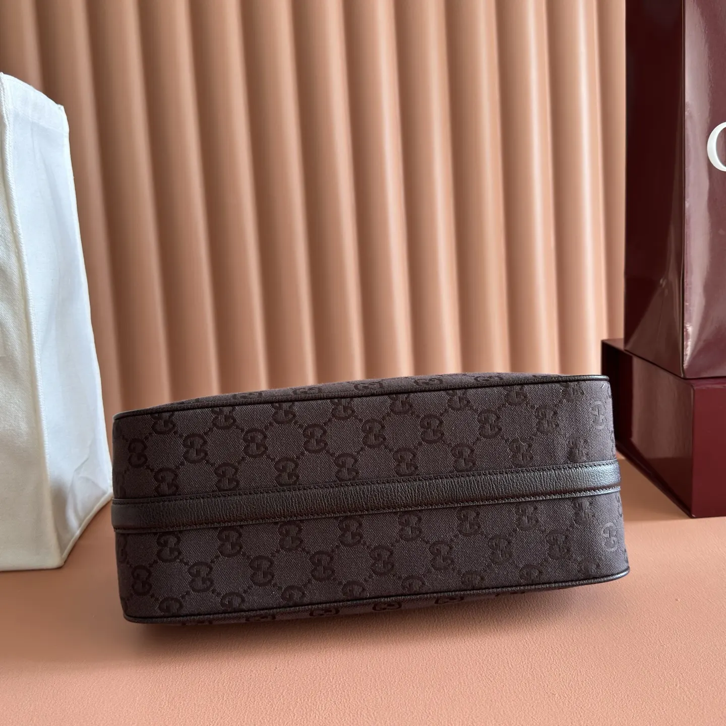 Gucci 棕色 金色 牛皮 腋下包 復古腋下背款