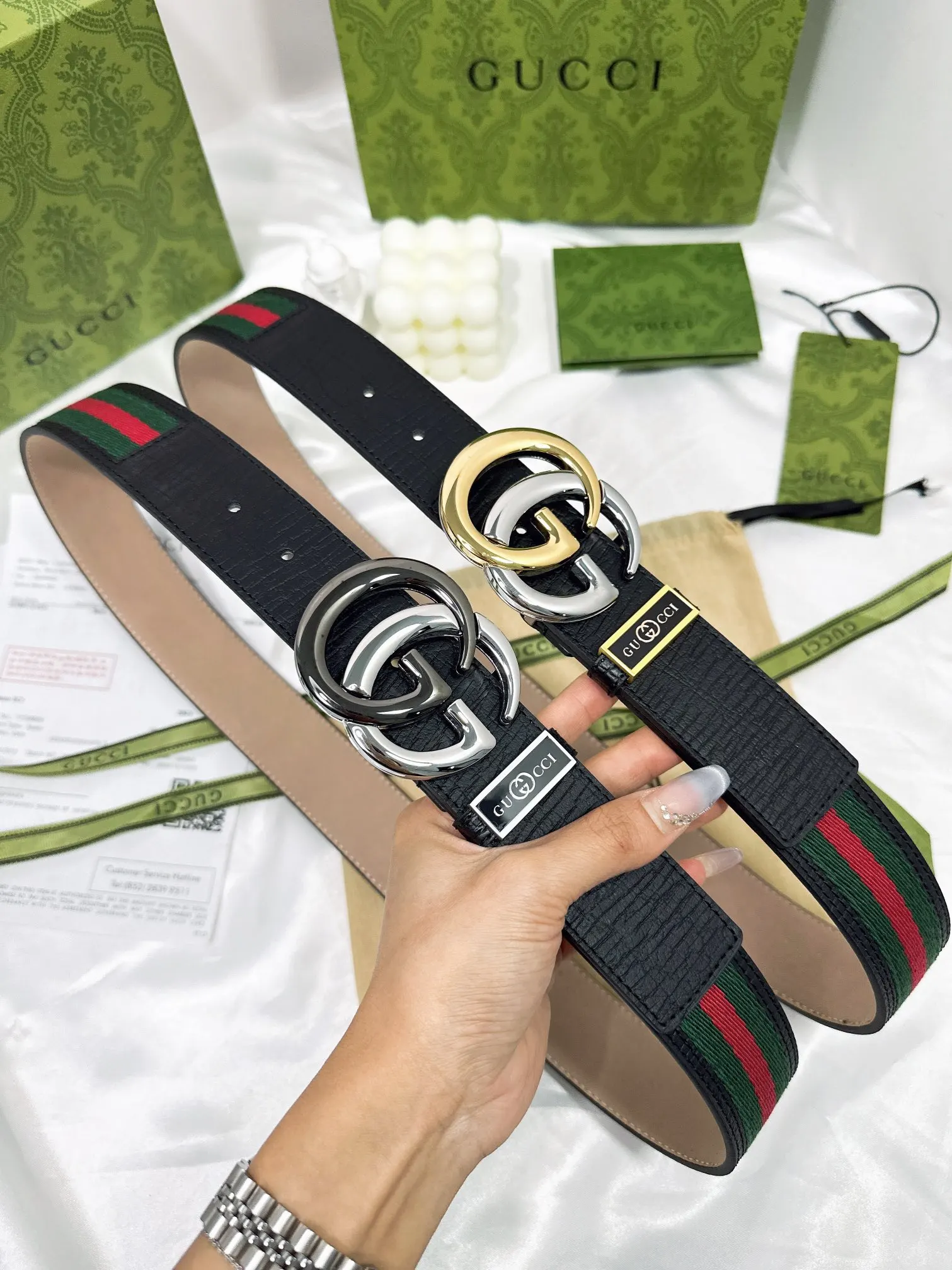 Gucci Double G Buckle Cowhide Double Sided Belt Business And Leisure