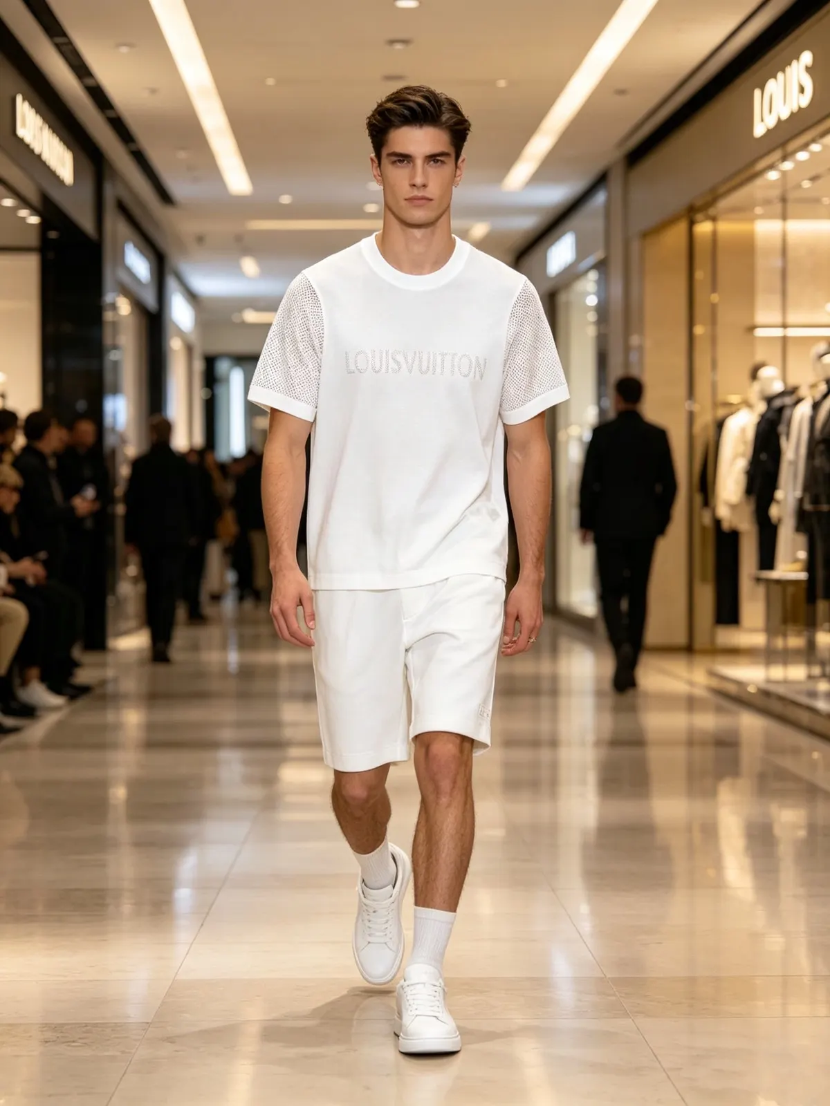Louis Vuitton White Letter Jacquard Short Sleeve T-Shirt