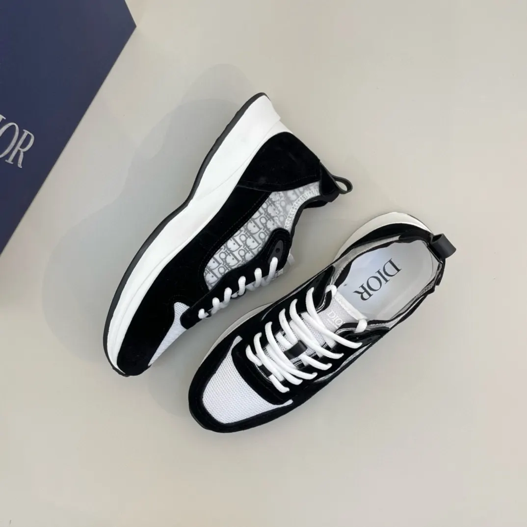 Dior B25 黑白拼色牛皮休闲鞋 低帮款