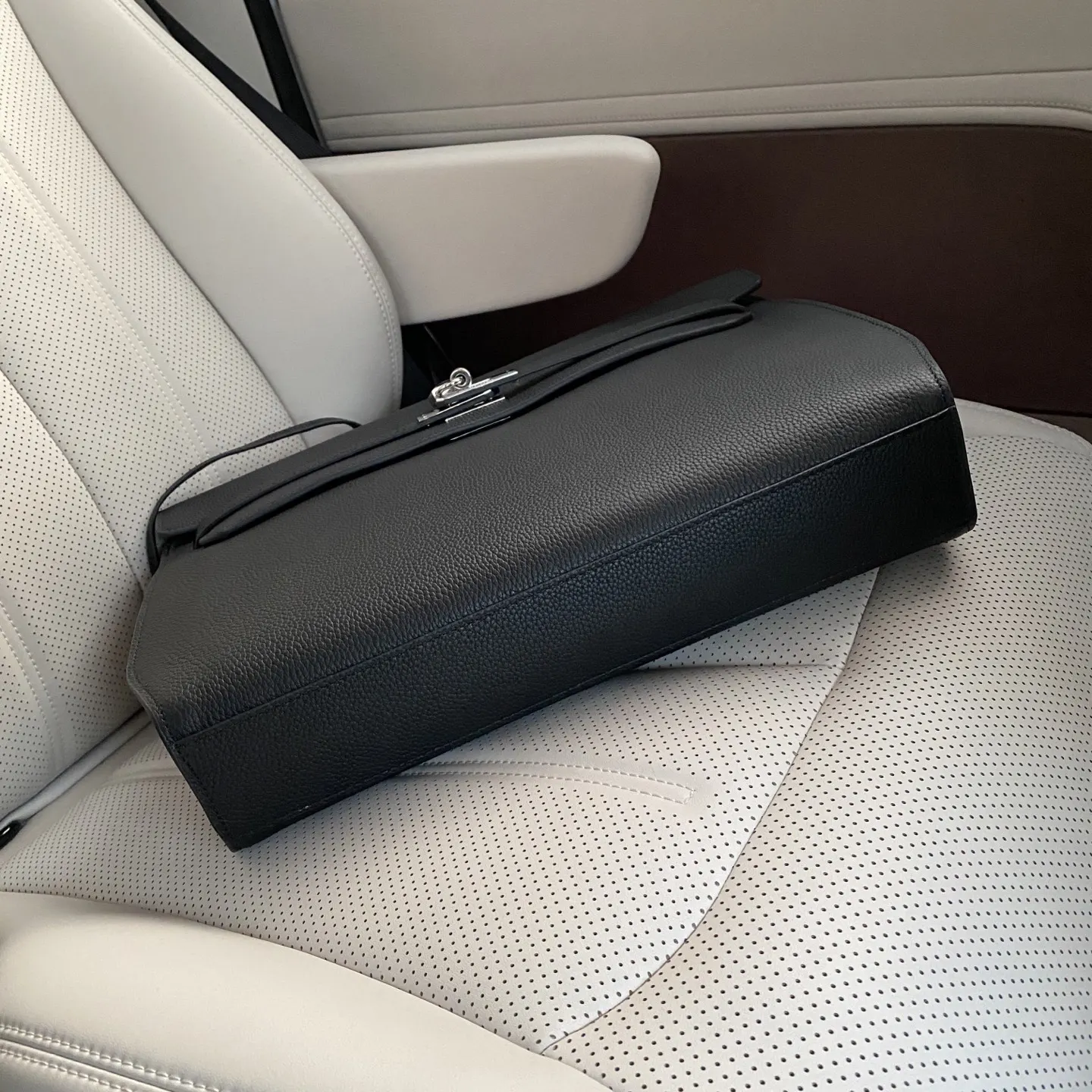 Hermes 黑色 藍色 小牛皮 公文包 商務通勤款