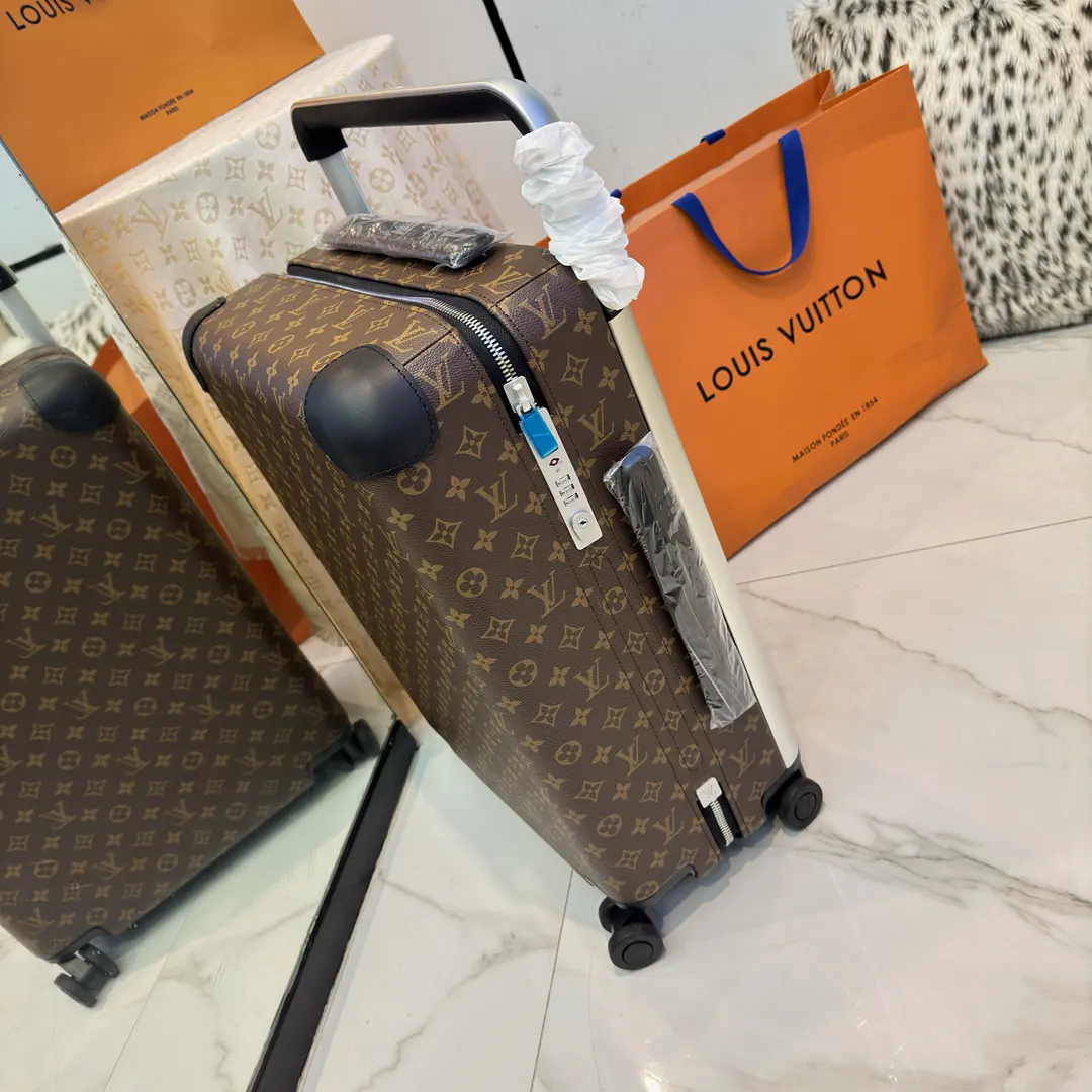 LV 黑色 棕色 帆布 ｜ 版 登机行李箱 四轮 旅行拉杆款 輕便出行款