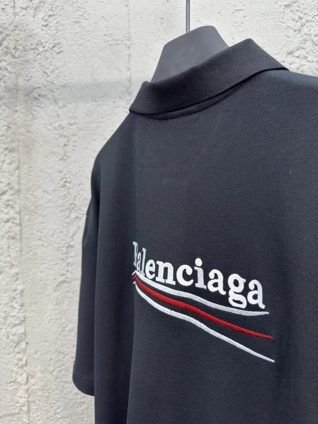 Balenciaga Black Cotton Logo Shirt Street Casual Style