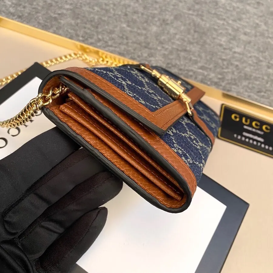 棕色 金色 帆布 GUC 顏色 棕色 尺寸 鏈條包 精致鏈條款