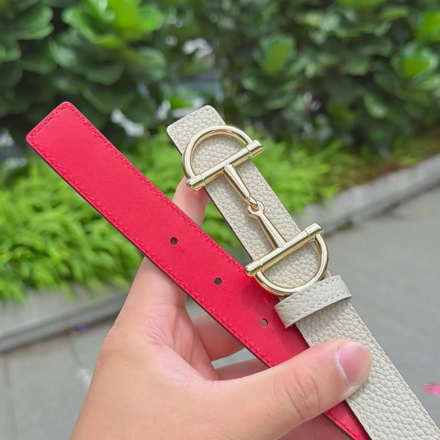 Gucci Double G 双G扣牛皮双面腰带
