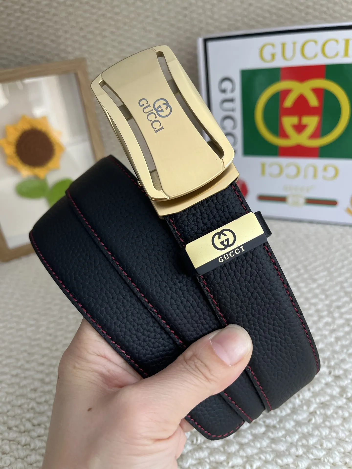 Gucci Double G 雙G扣牛皮腰帶