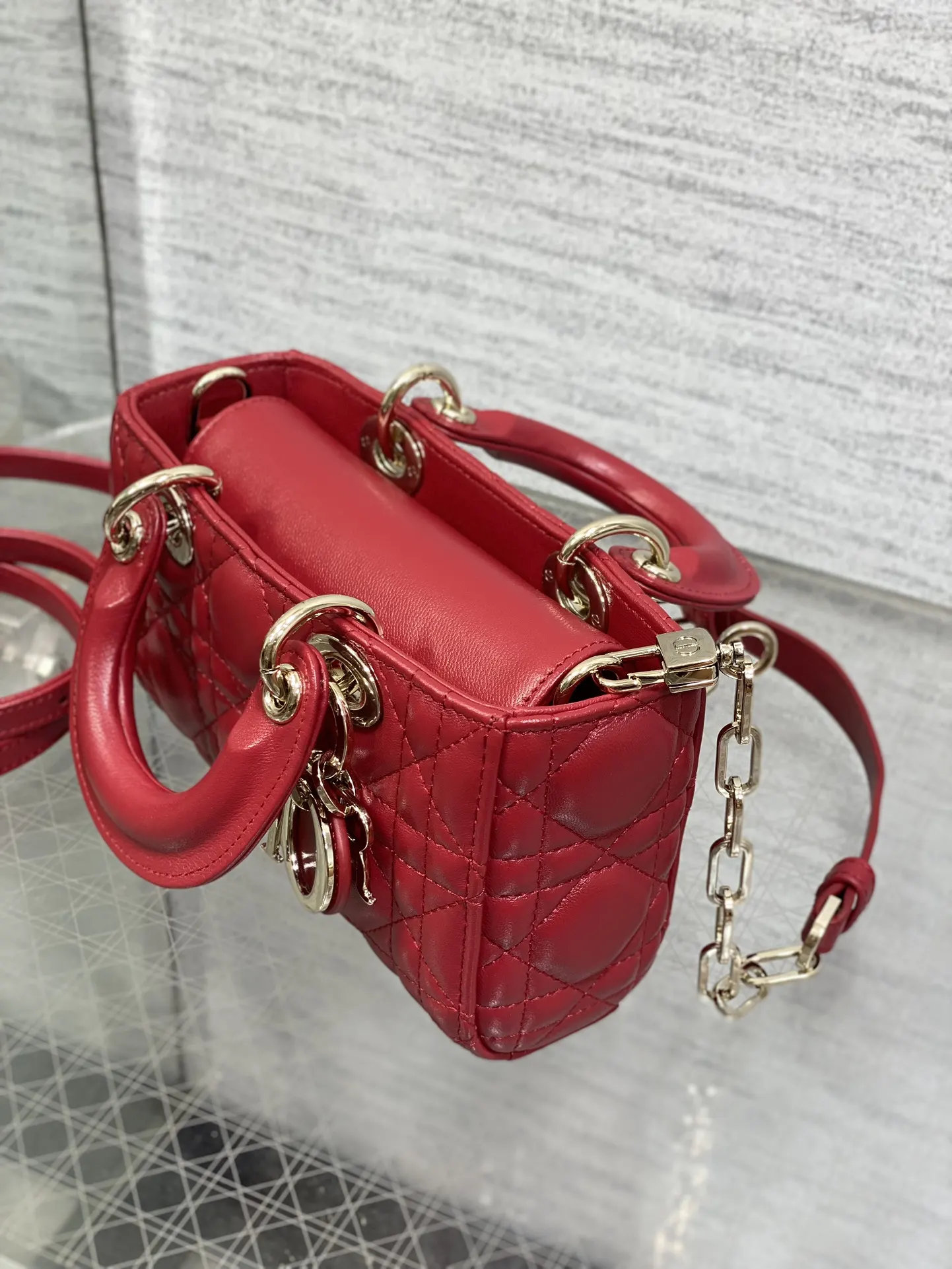 Dior 羊皮 进口 羊皮横款迷你戴妃包 Joy bag羊皮 鏈條包 精致鏈條款