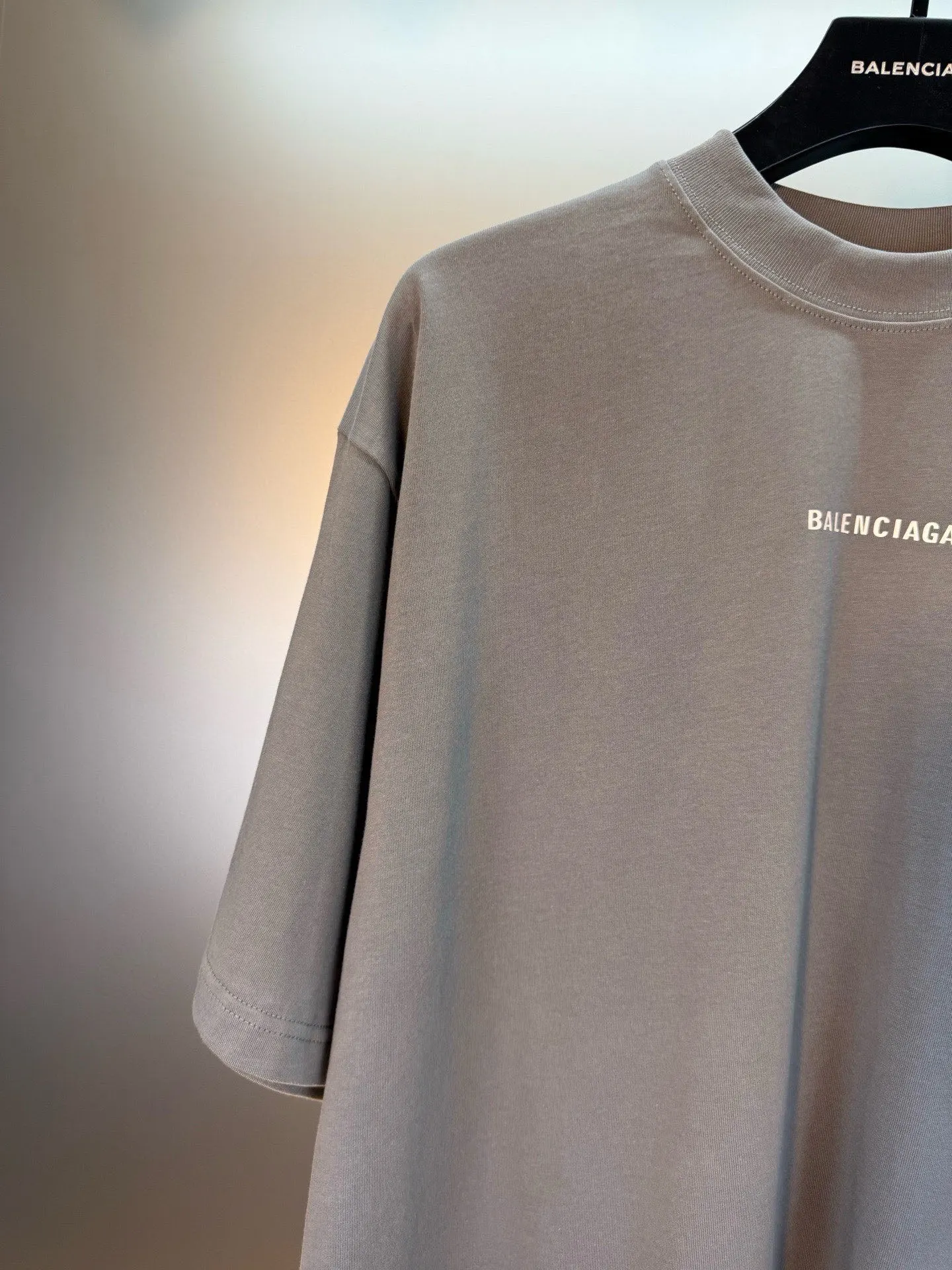Balenciaga Gray Cotton Logo Short Sleeve T-Shirt Street