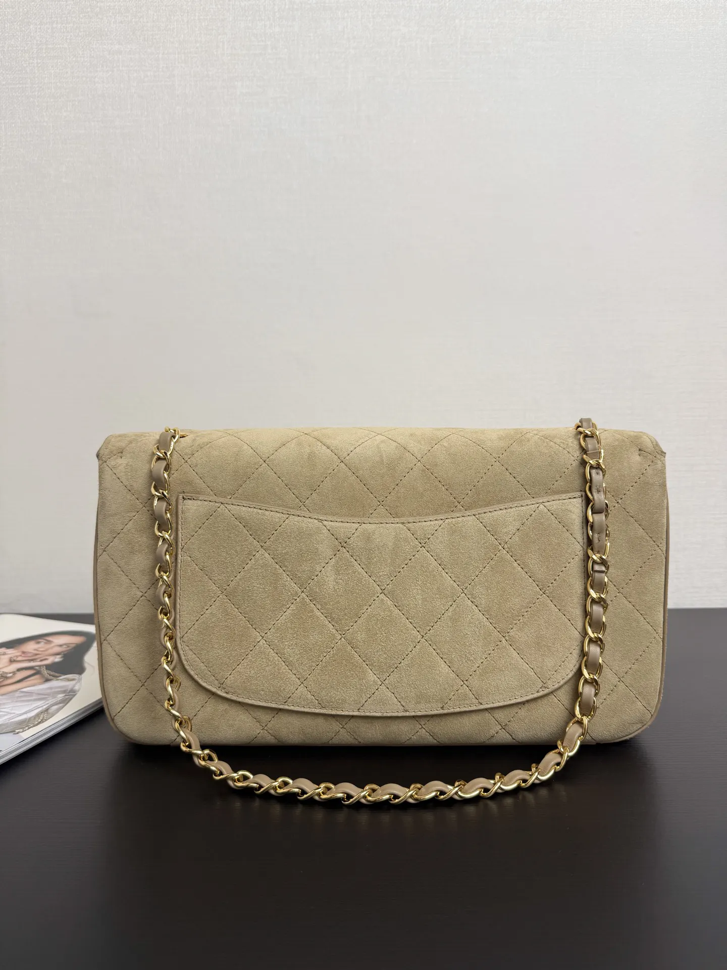 Beige Gold Chain Bag