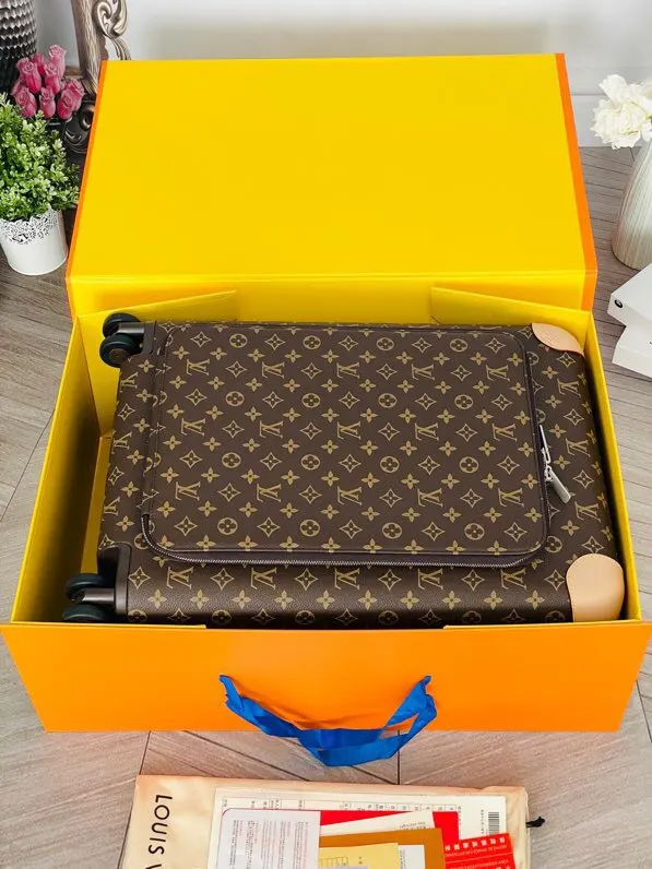 LV 老花 帆布 范冰冰同款 驴牌宽拉杆拉链箱行李箱 HOR 旅行拉杆款 輕便出行款