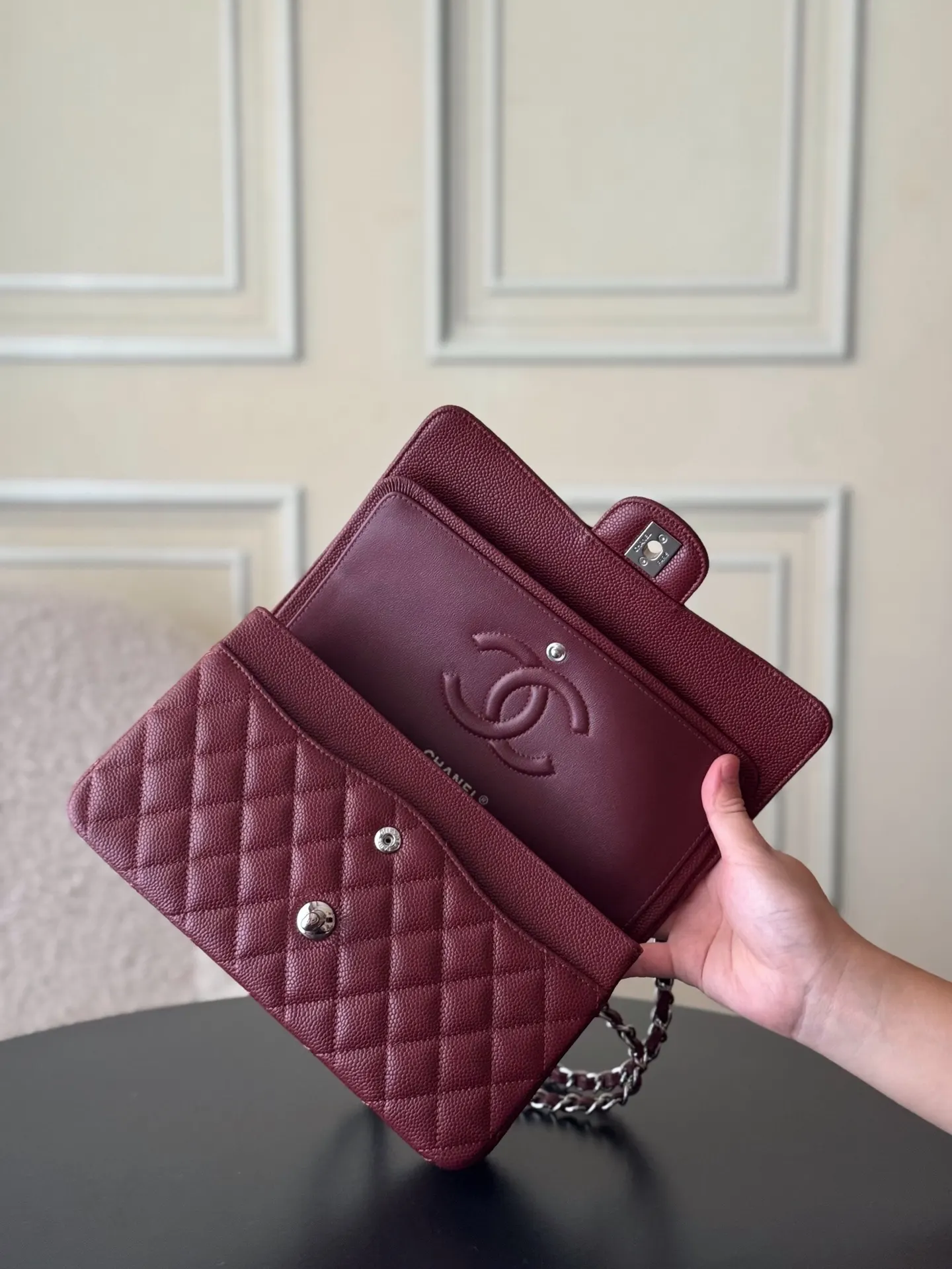 Chanel 小号 红色 皮革 菱格绗缝 链条包