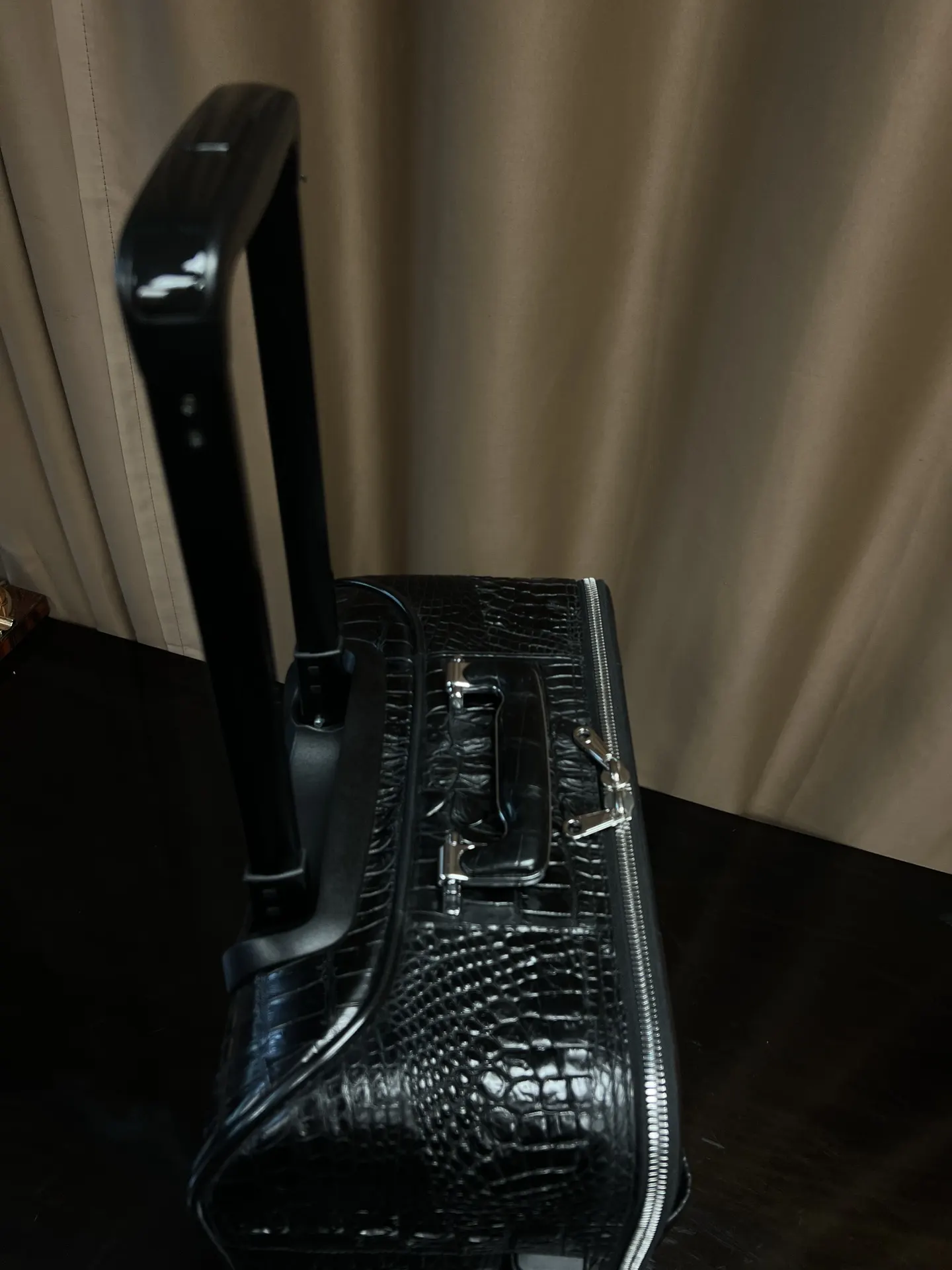 Black Suitcase Travel Lightweight Leather