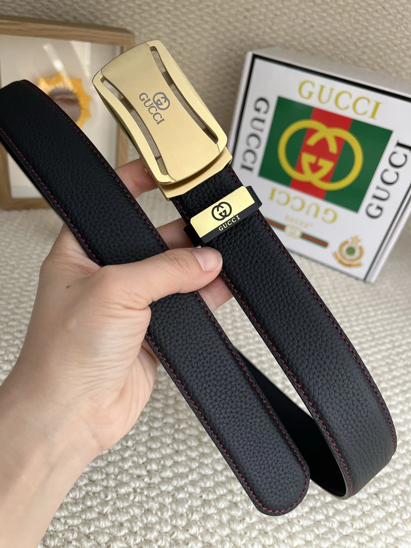 Gucci Double G 雙G扣牛皮腰帶