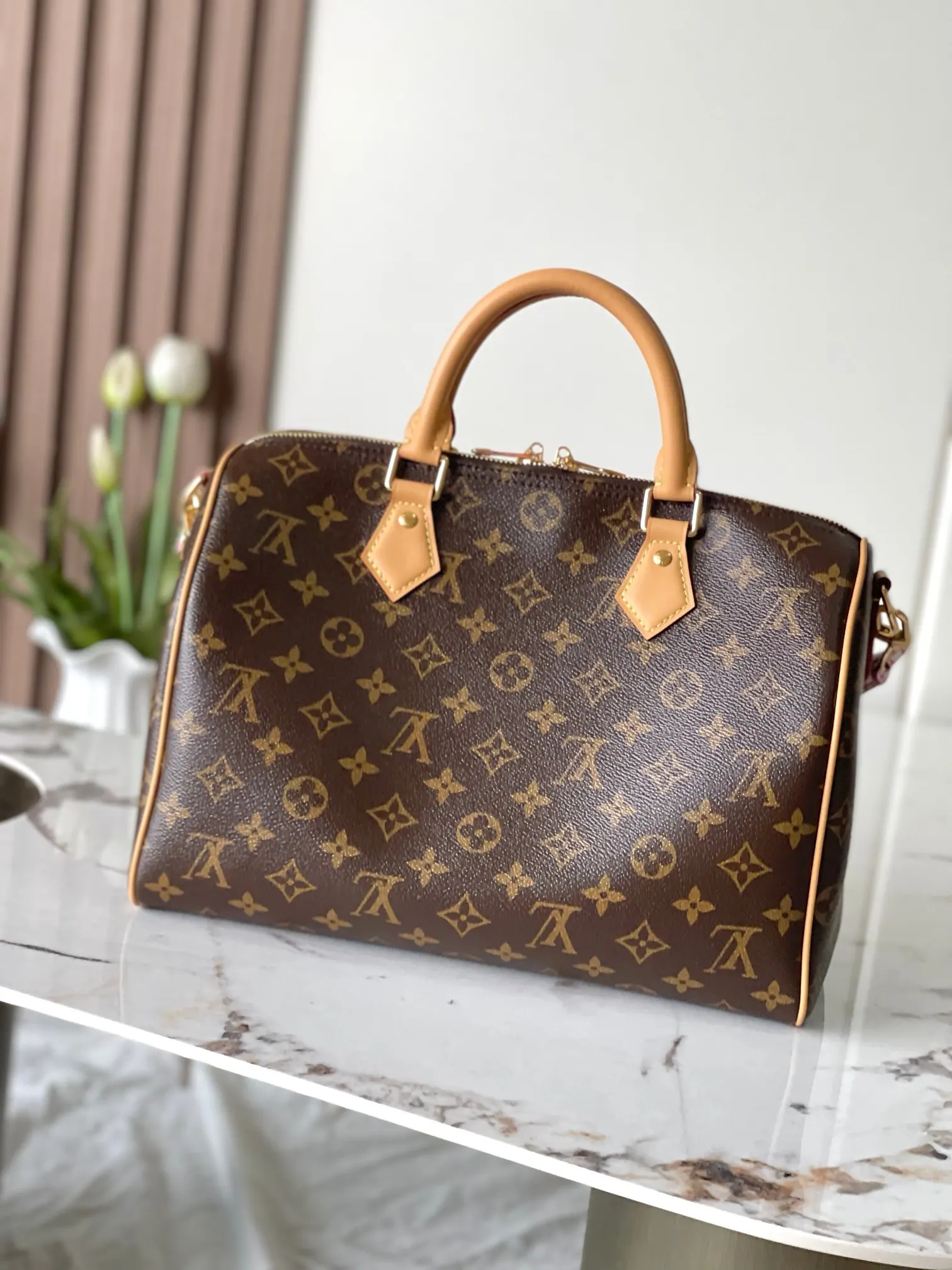 Louis Vuitton Speedy 老花手提斜背包