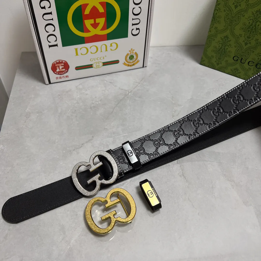 Gucci 双G扣牛皮腰带