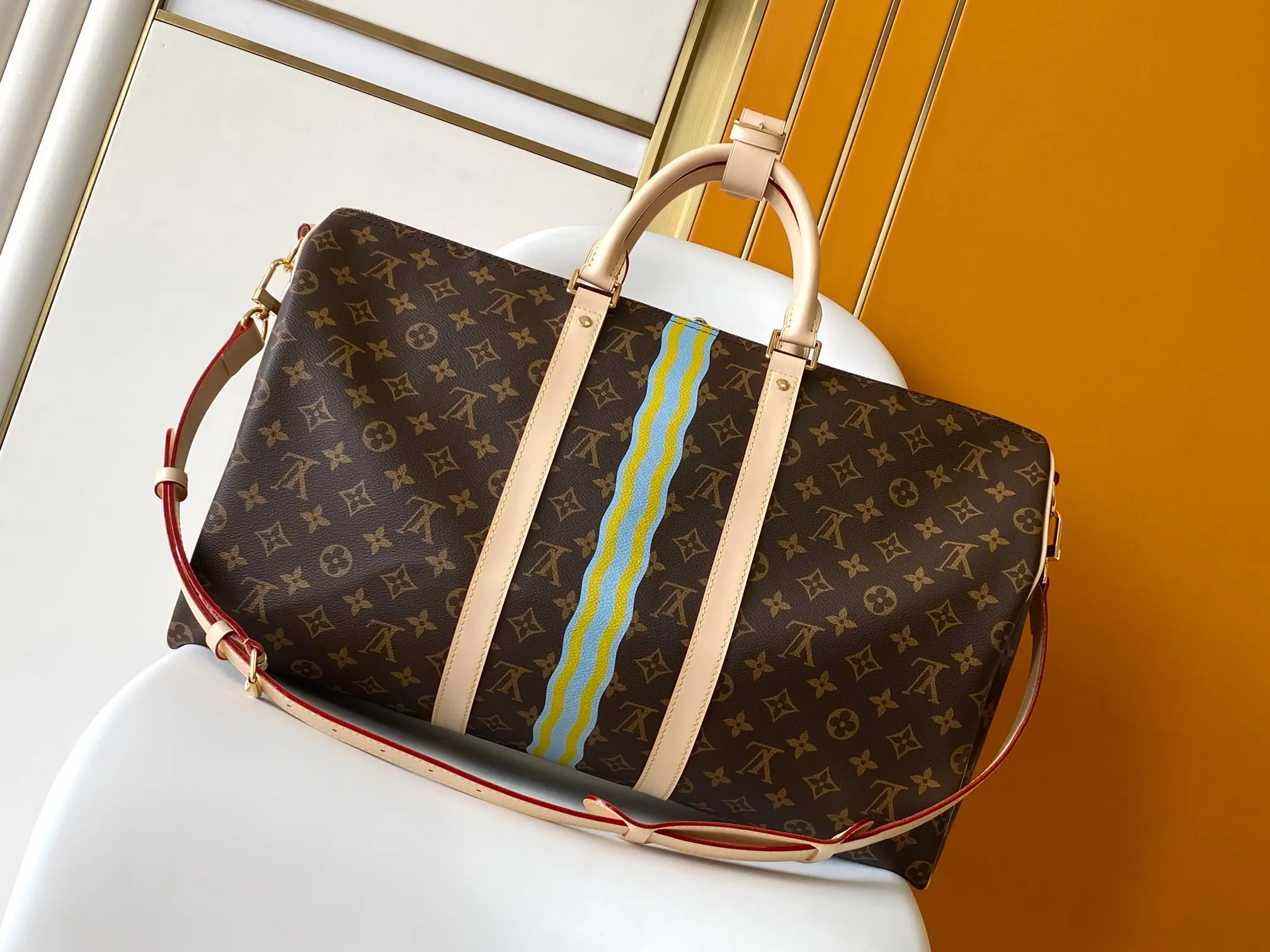 Keepall 老花 牛皮 旅行袋 大容量旅行款