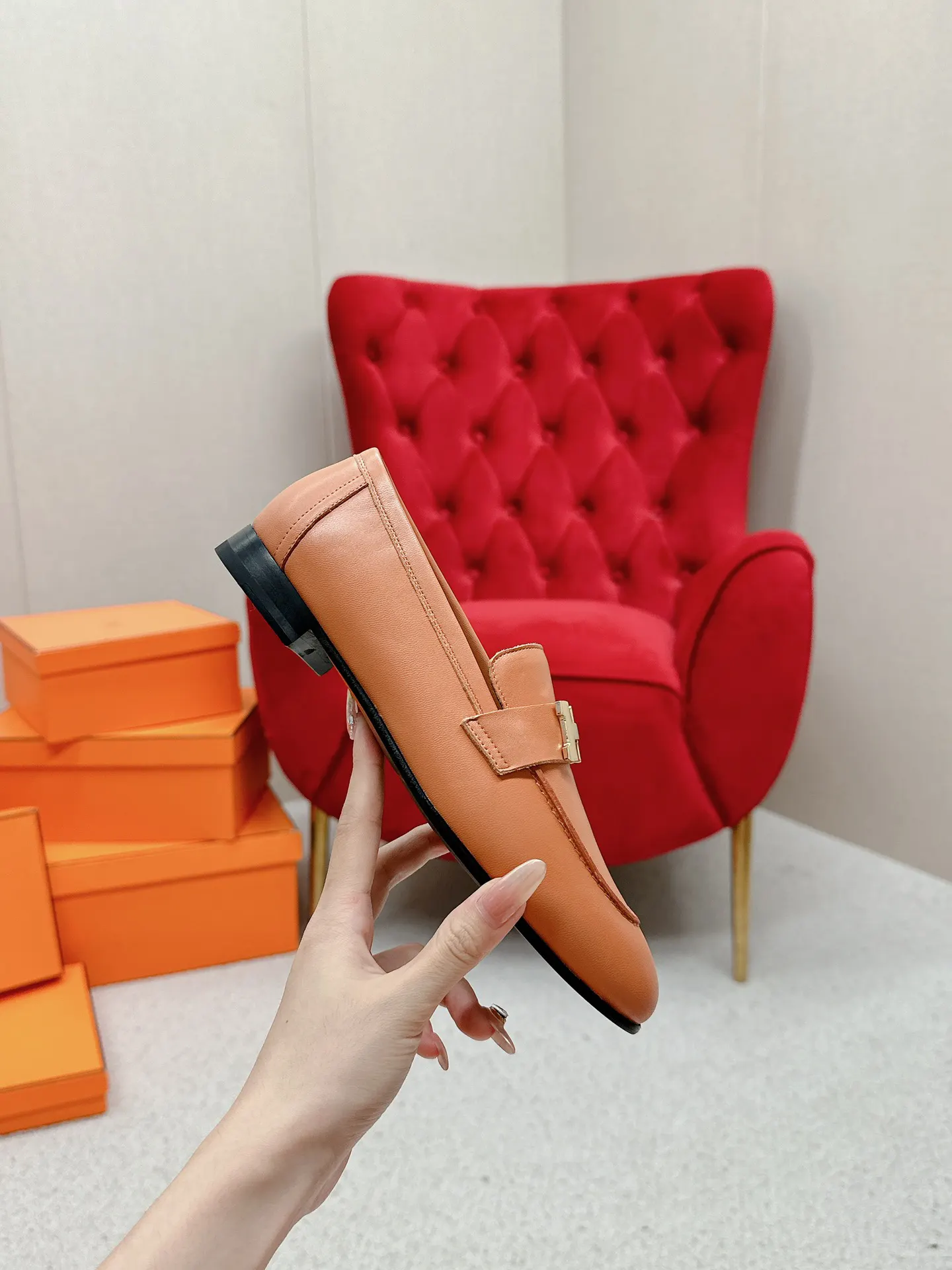 Hermès Royal 拼色 鞋履 舒适 乐福鞋