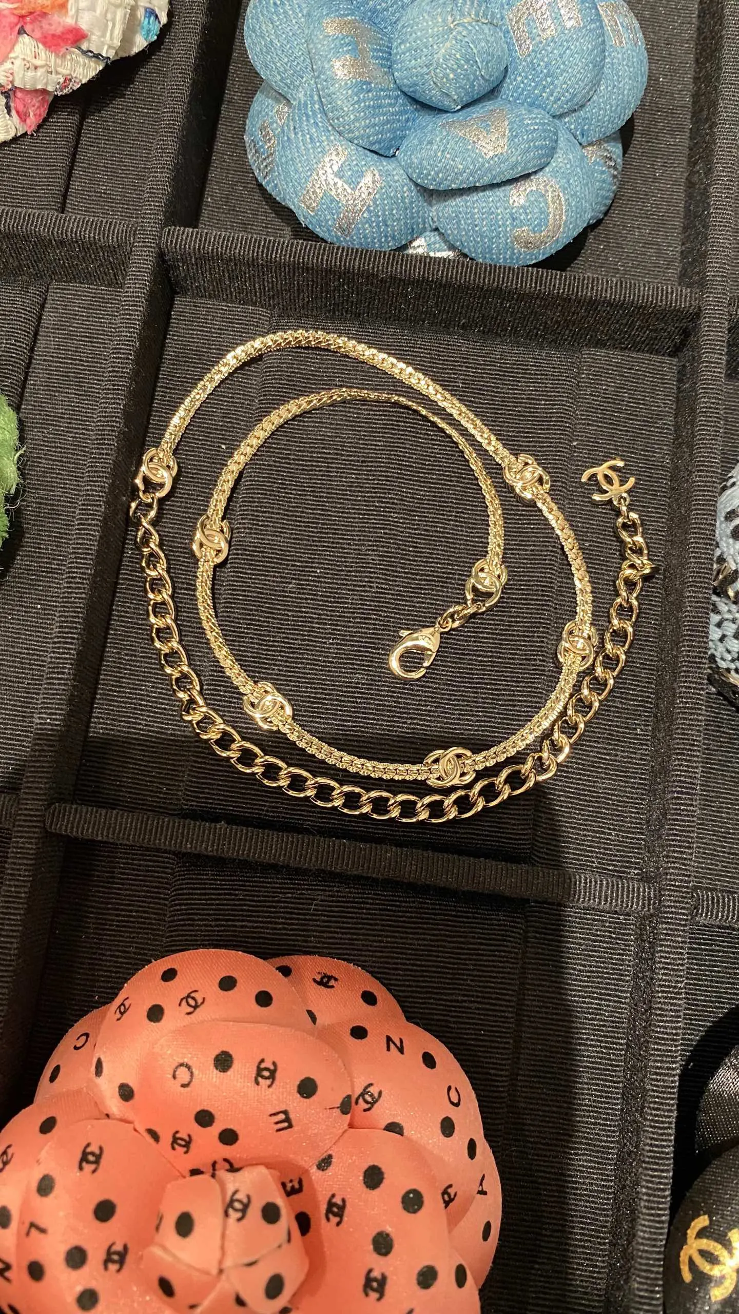 Chanel 金色 鏈條 项链 精致锁骨链