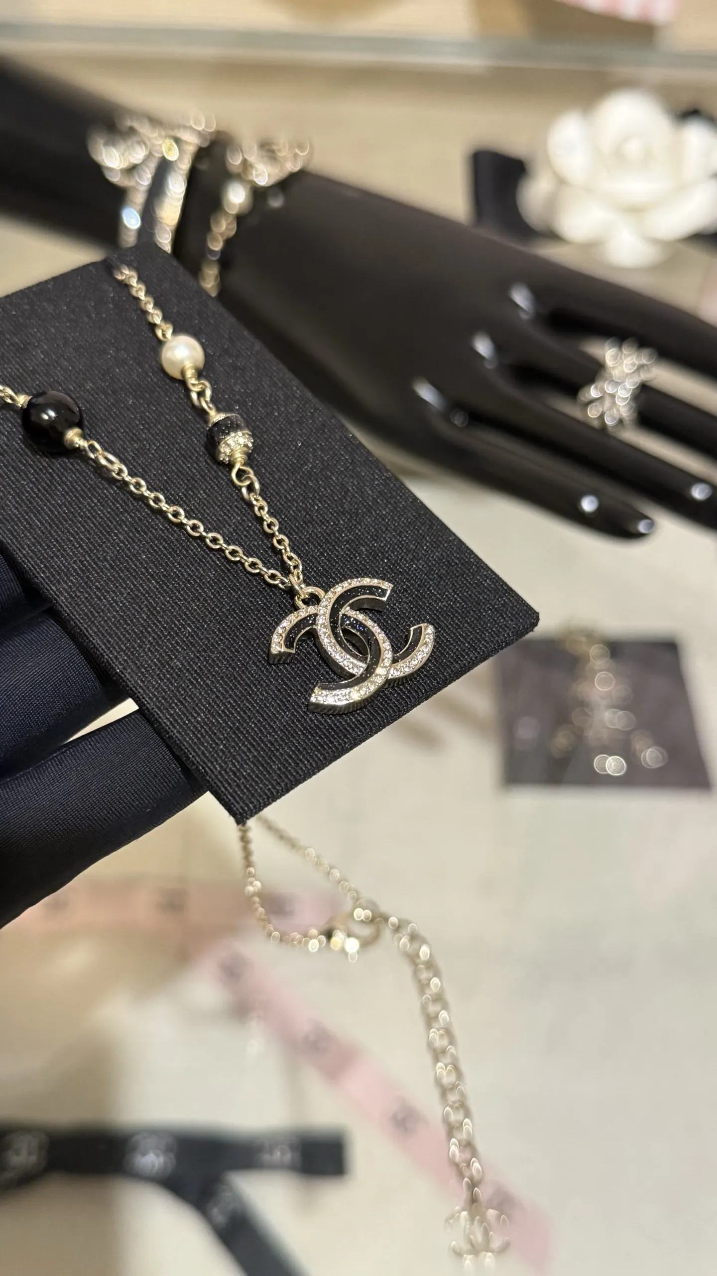 Chanel 黑色 珍珠 项链