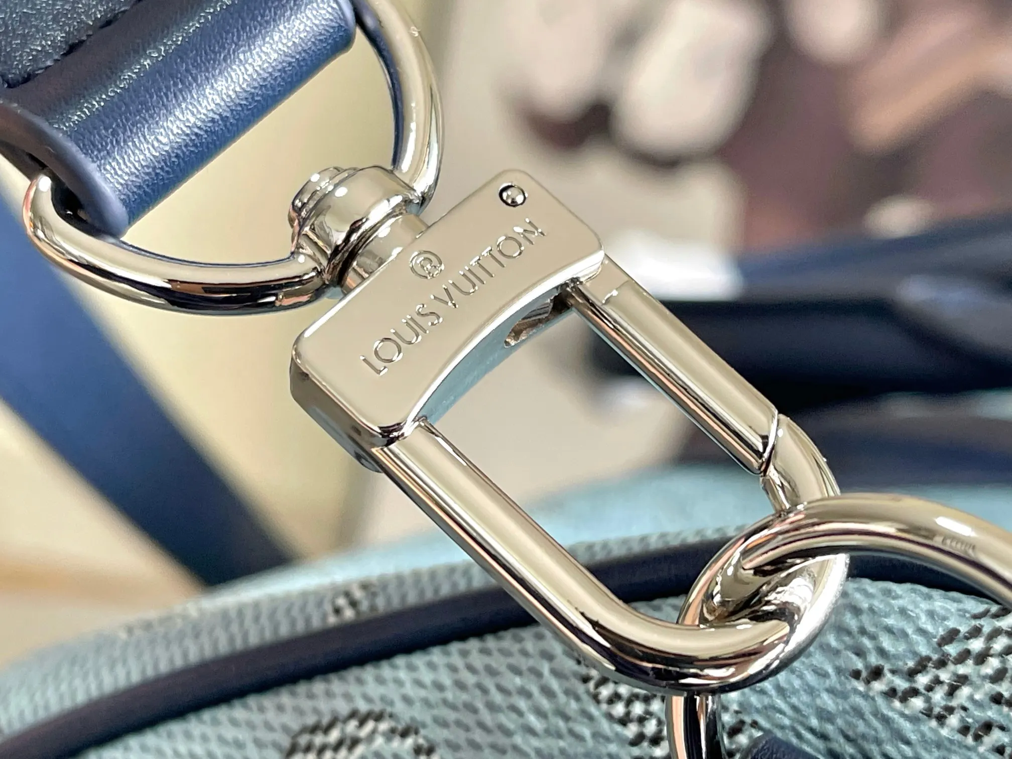 Keepall 藍色 牛皮 旅行袋 大容量旅行款