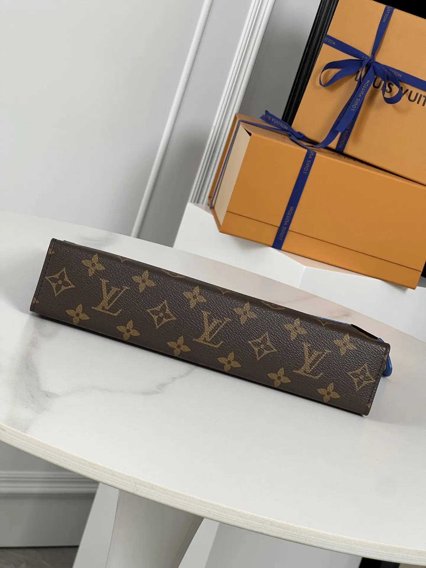 Blue Clutch Bag Leather