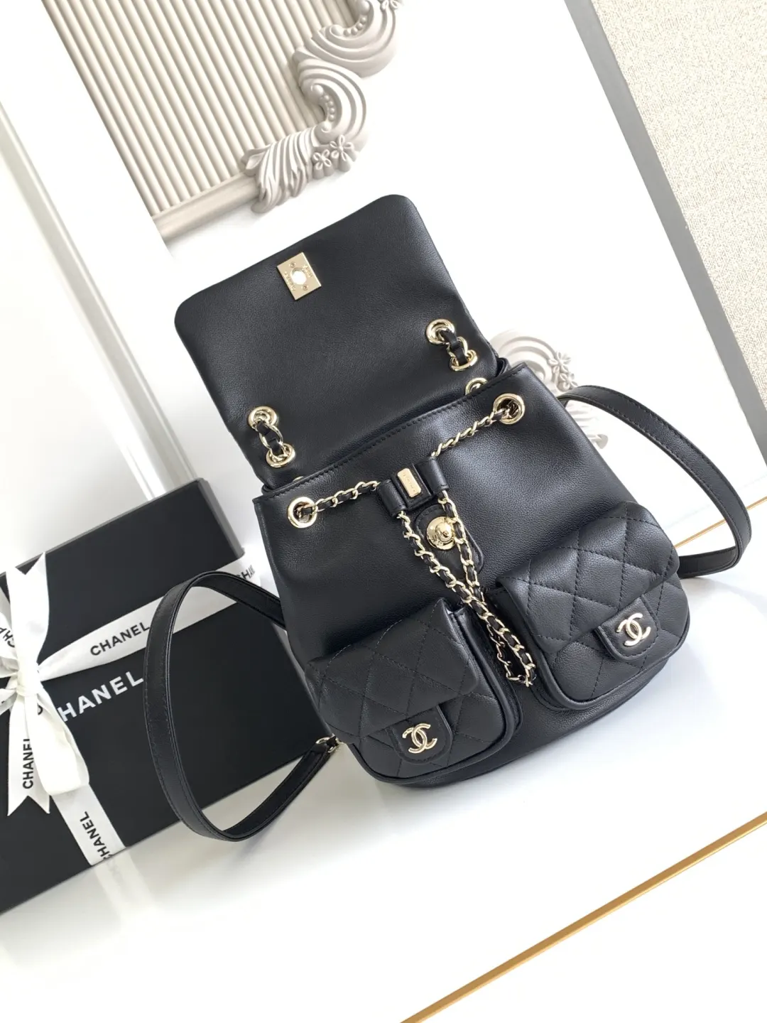 CHANEL 小牛皮 雙肩包 实用雙肩款