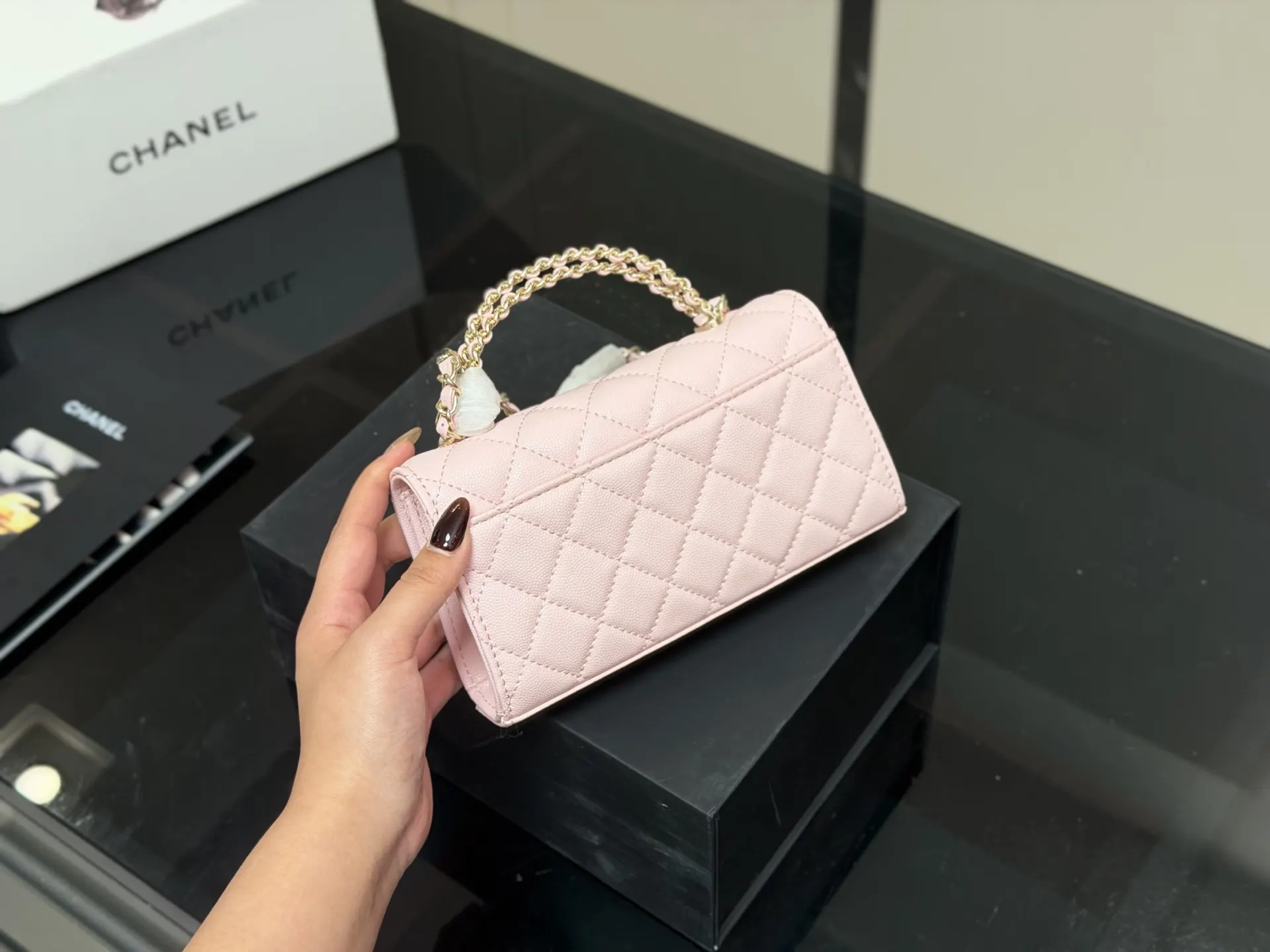 Chanel Top Handle Bag Commuter Leather