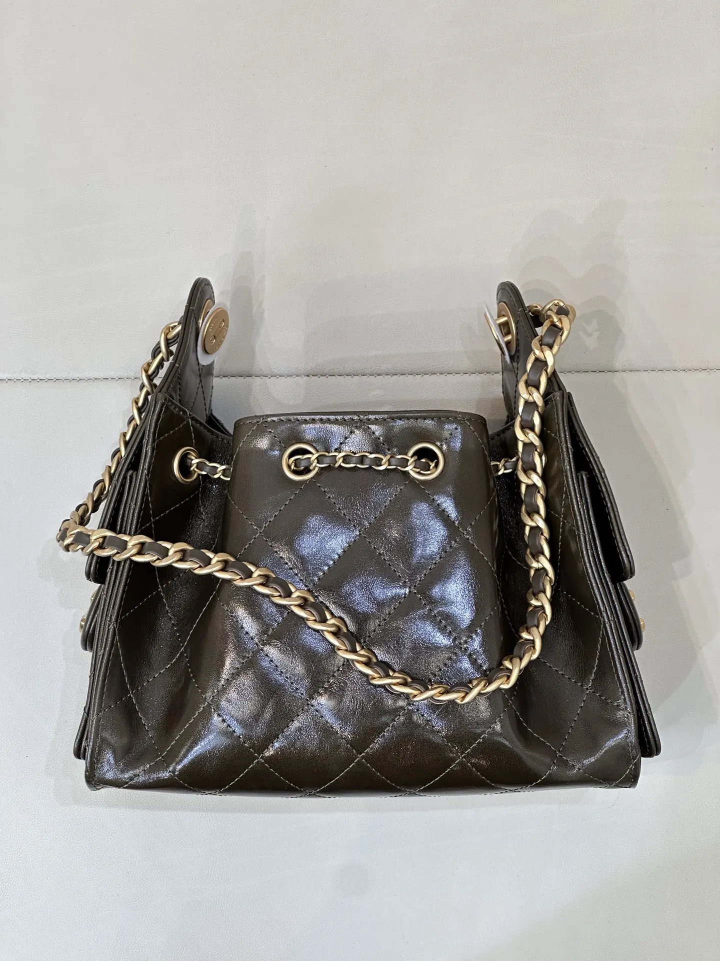 Chanel Black Leather Bucket Bag