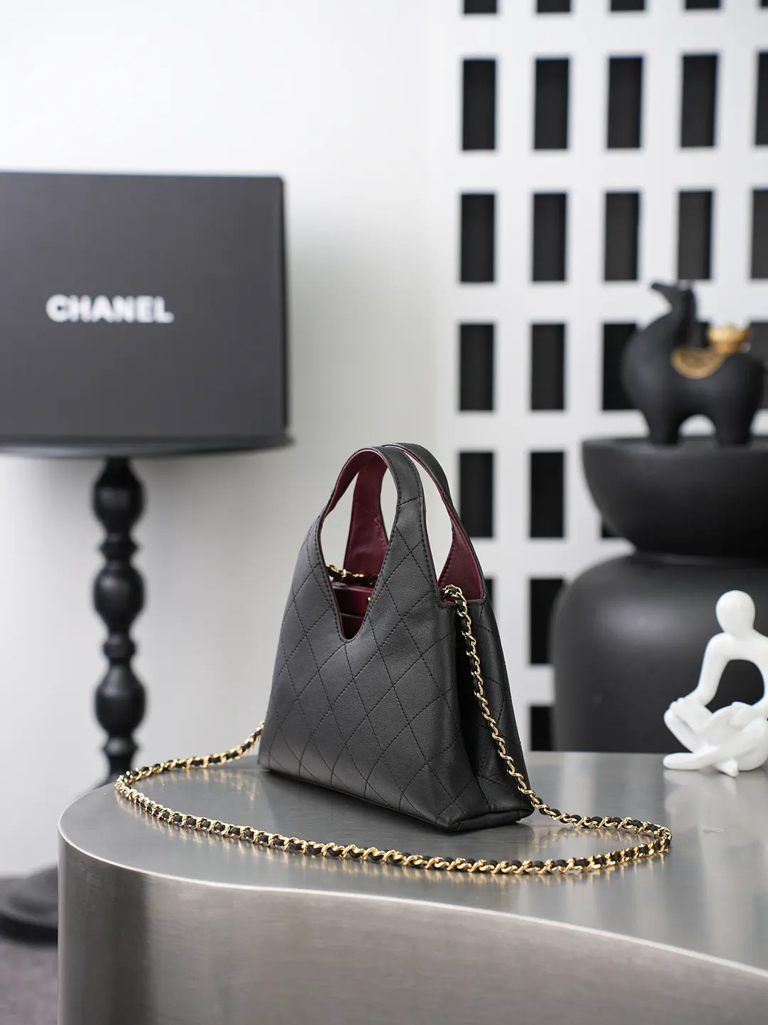 Black Red Chain Bag Premium Leather