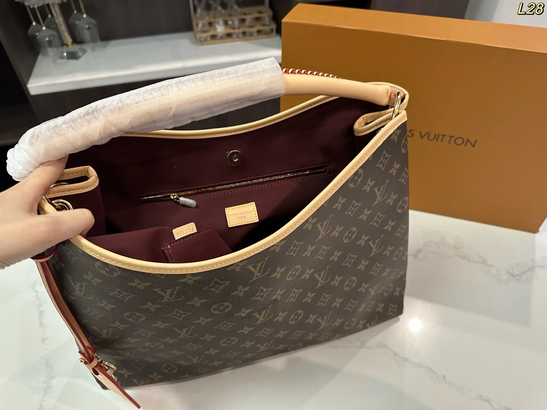LV 老花 中古 购物袋 腋下包 复古腋下背款