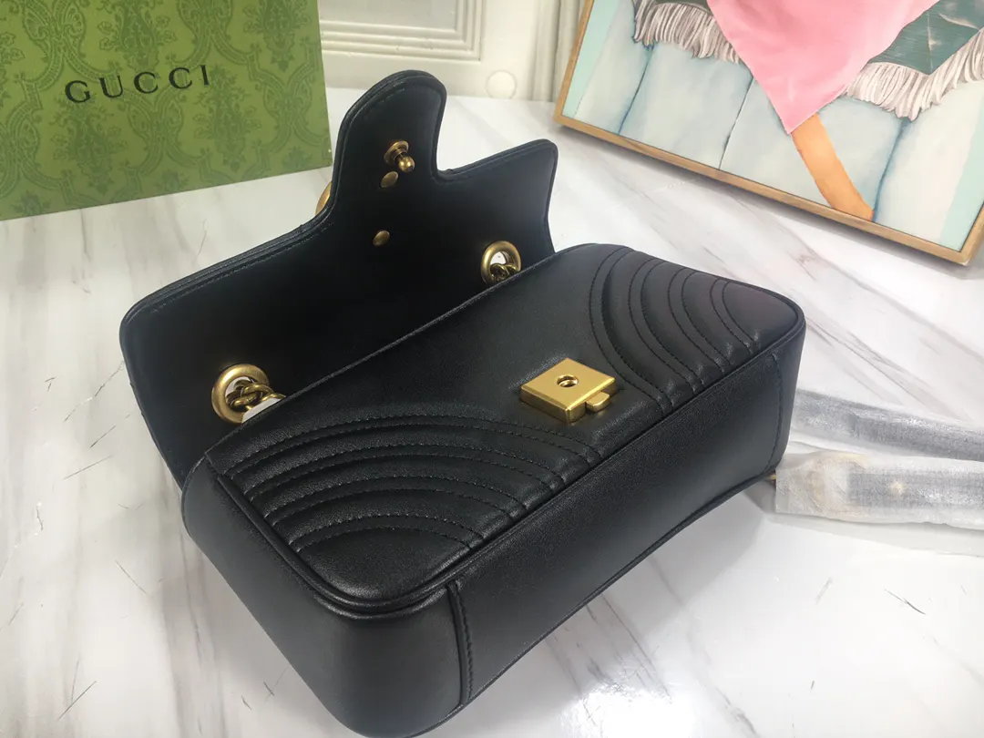 Gucci Marmont 牛皮鏈條包 單肩斜挎