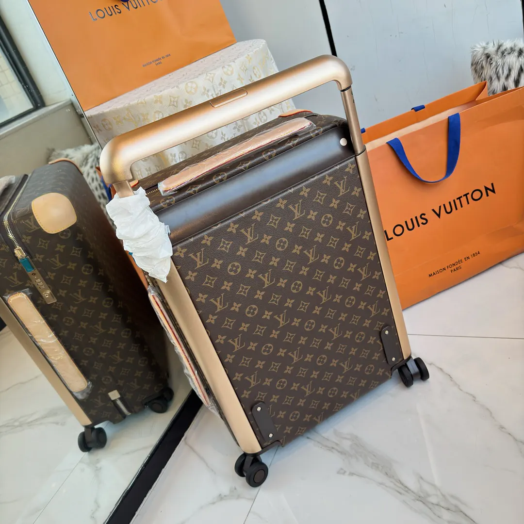 LV 棕色 老花 帆布 ｜ 版 登机行李箱 四轮 旅行拉杆款 轻便出行款
