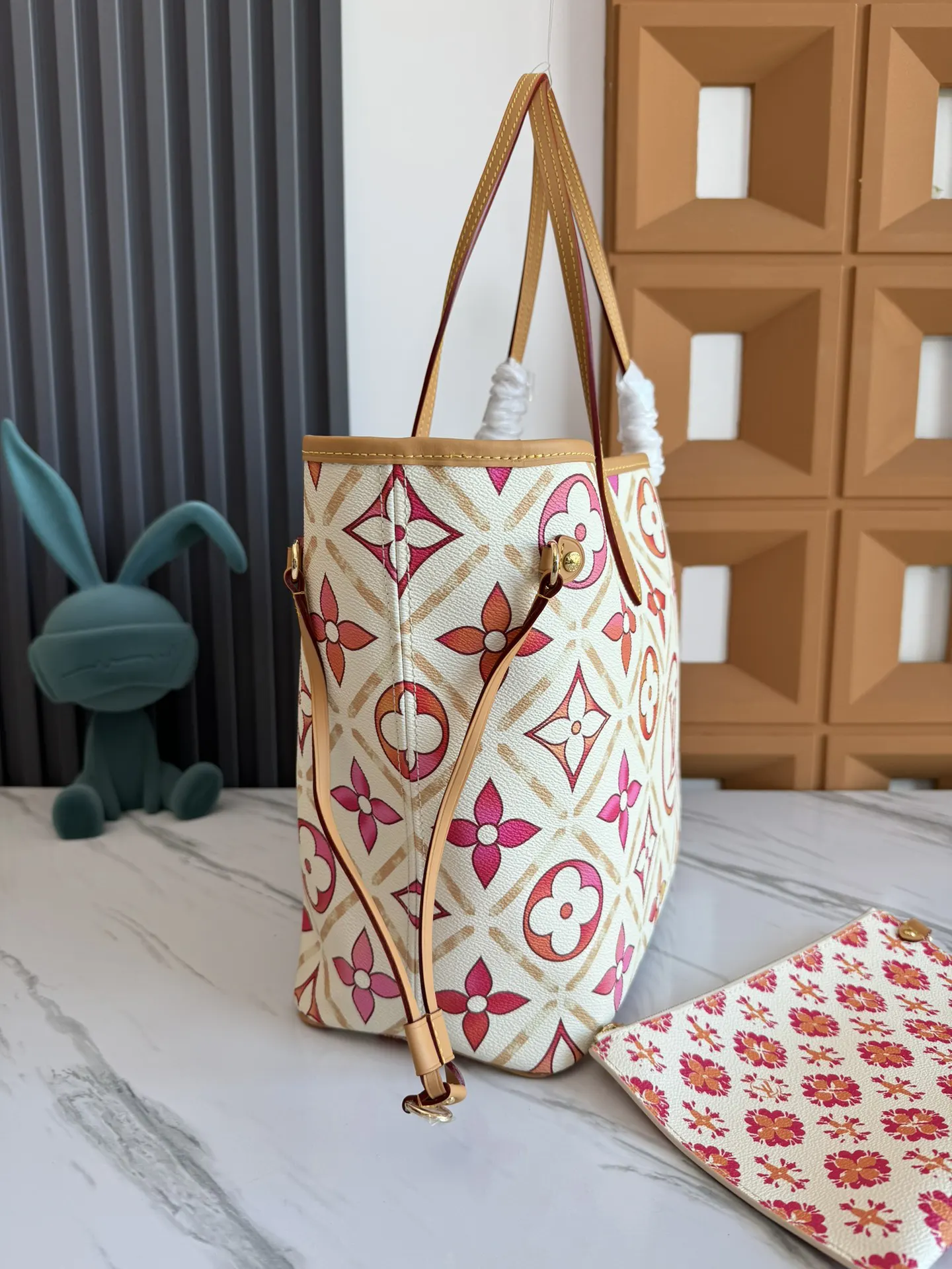 LV Neverfull 蓝色 红色 帆布 托特包 大容量托特款
