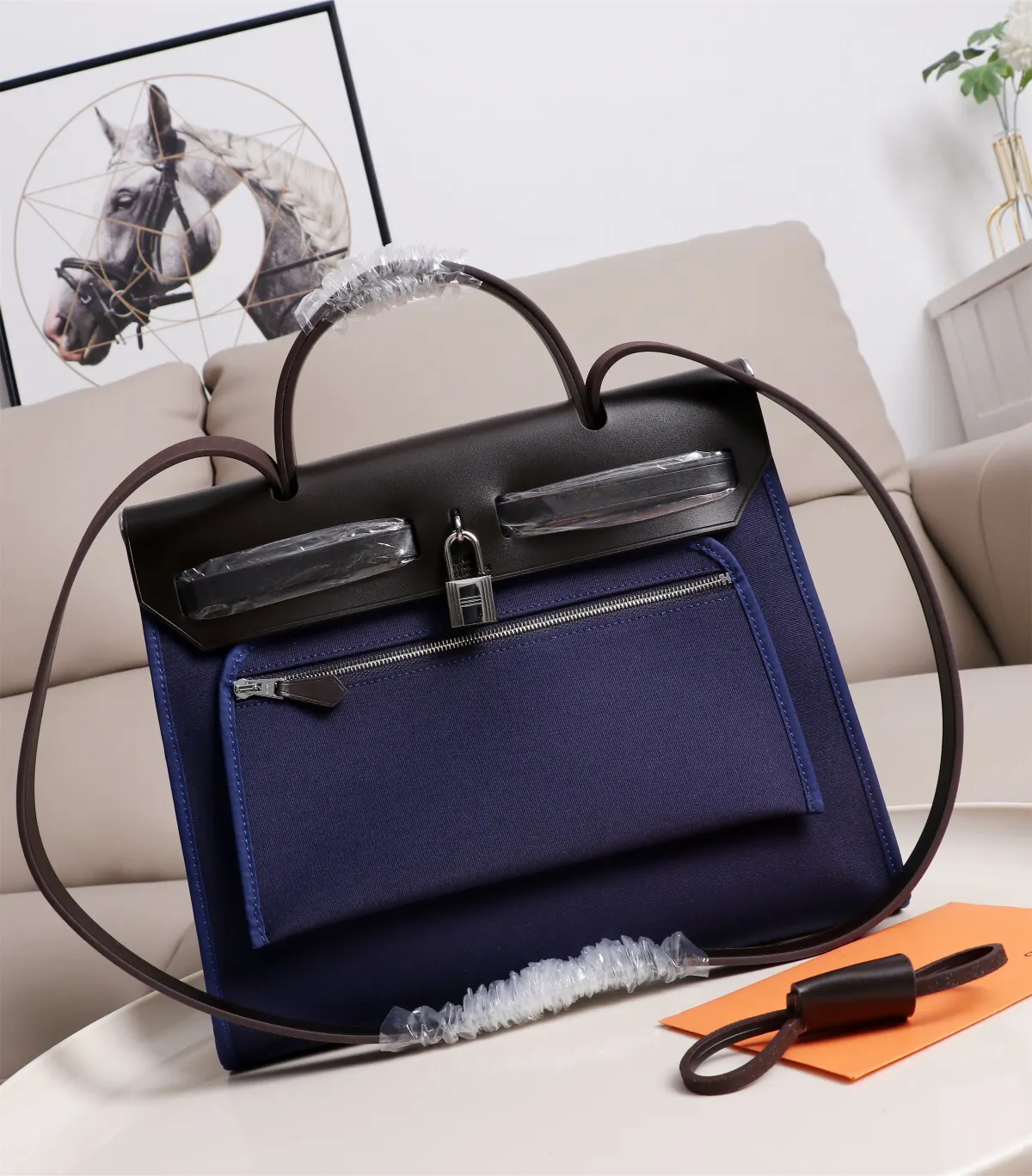 Hermès Kelly 红色 帆布拼皮 双肩包 31cm 休闲通勤