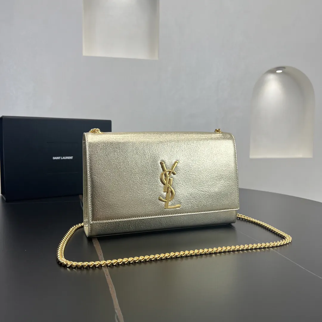YSL 银色 金色 小牛皮 链条包 精致链条款