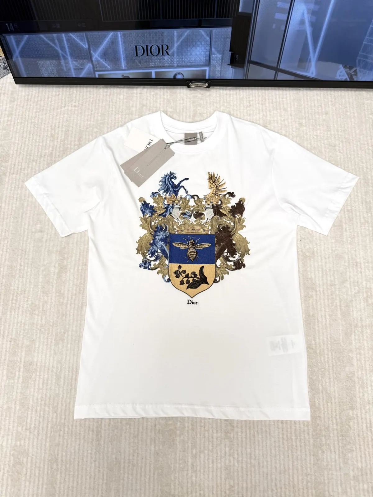 Dior 白色 刺绣 印花 短袖T恤