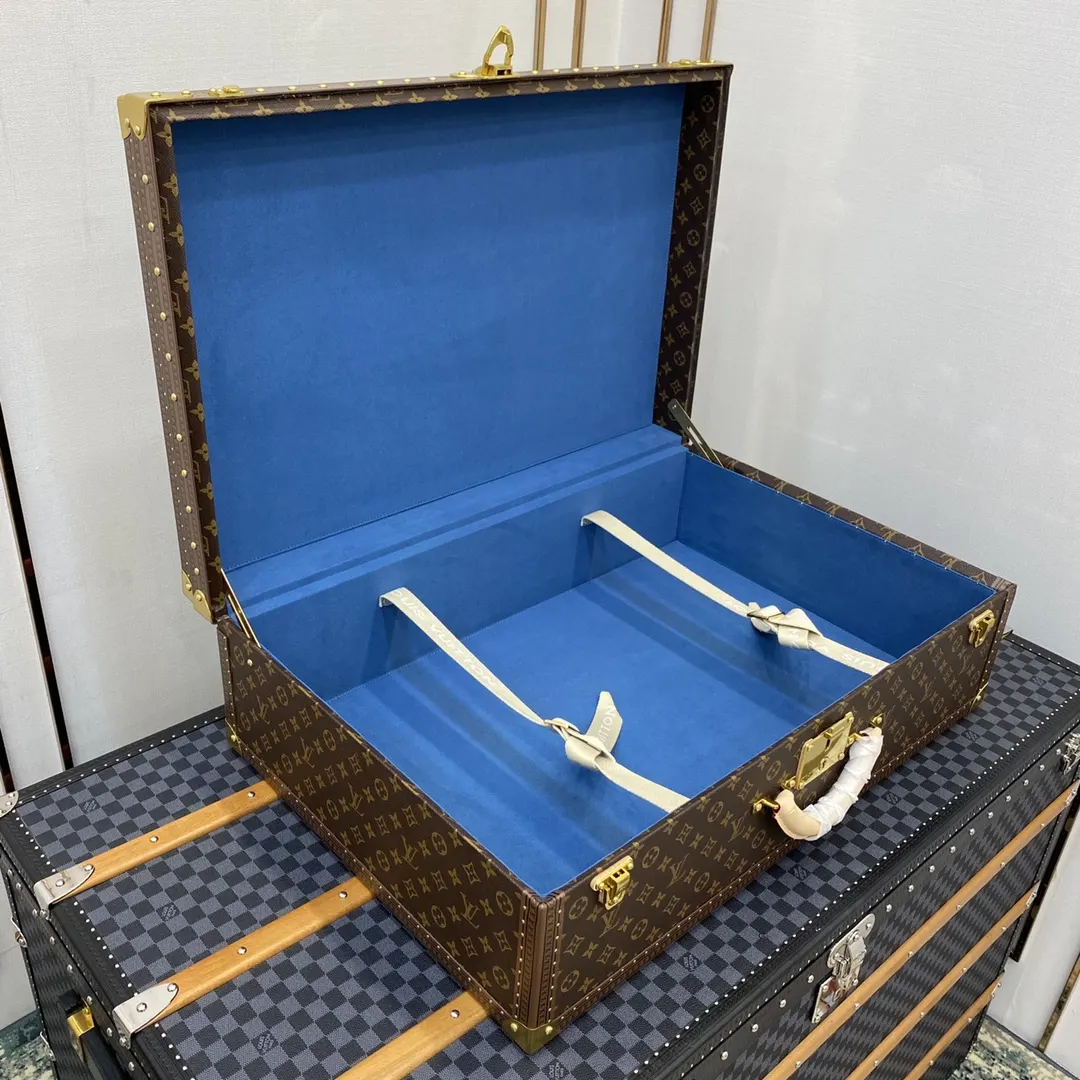 LV 金色 帆布 硬箱 纯铜五金 ALZER 硬箱 著名的Alz 行李箱 旅行拉杆款 轻便出行款