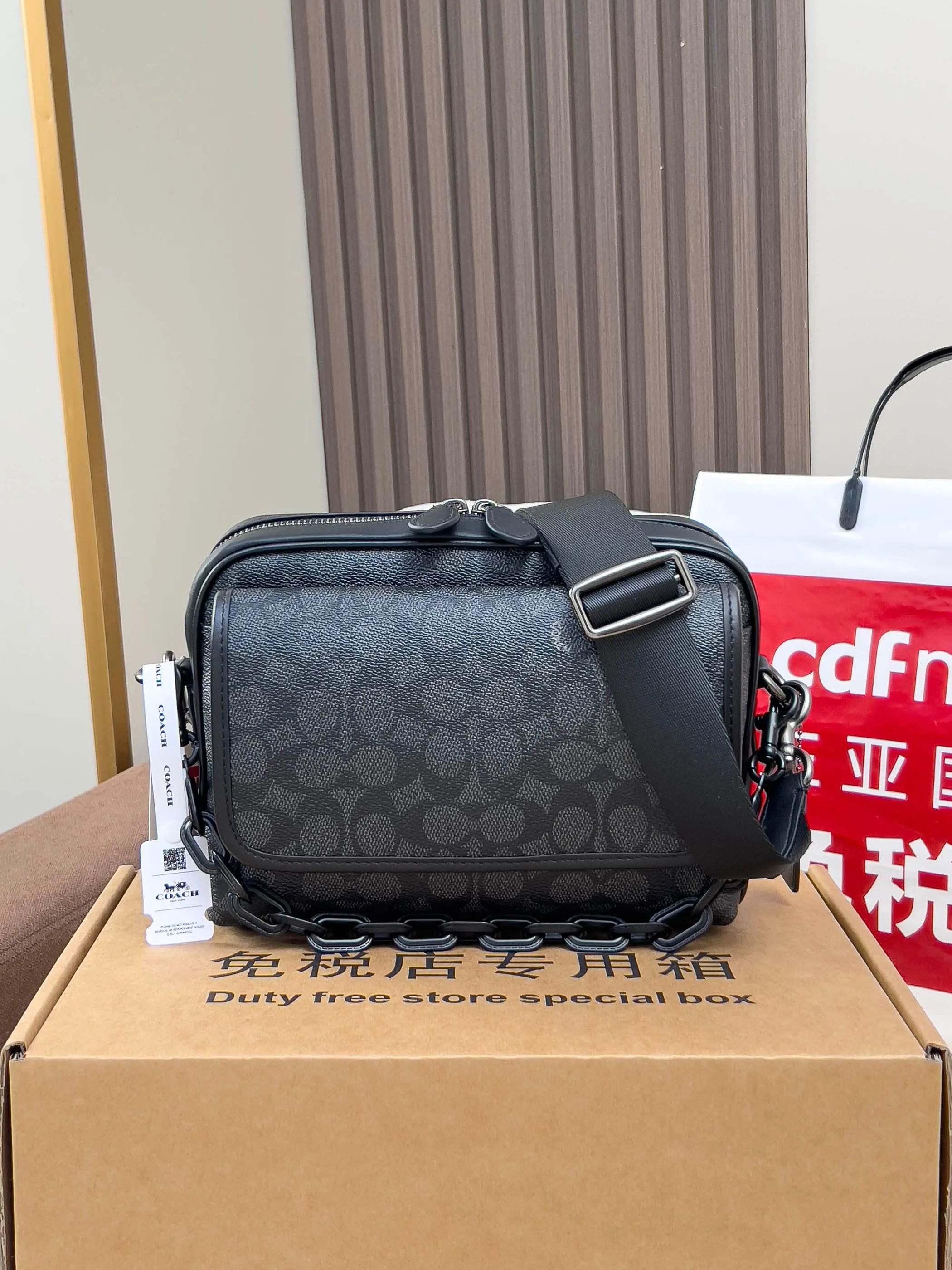 Coach 牛皮 flat鏈條小邮差包 鏈條包 精致鏈條款