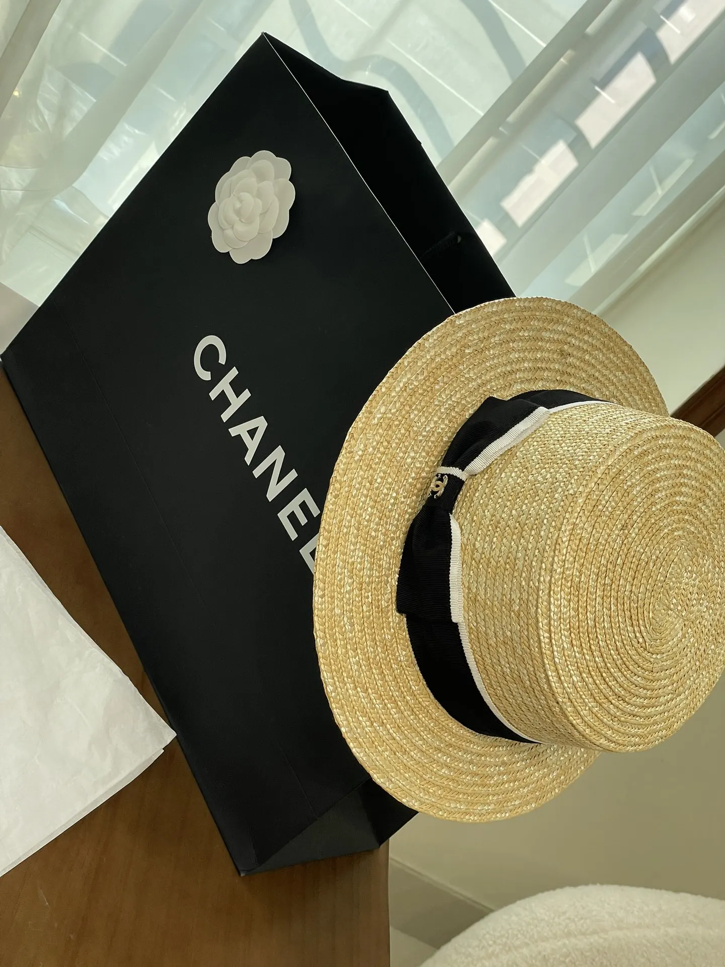 Chanel 蝴蝶 编织 防晒 遮阳 草帽 度假遮阳 帽子
