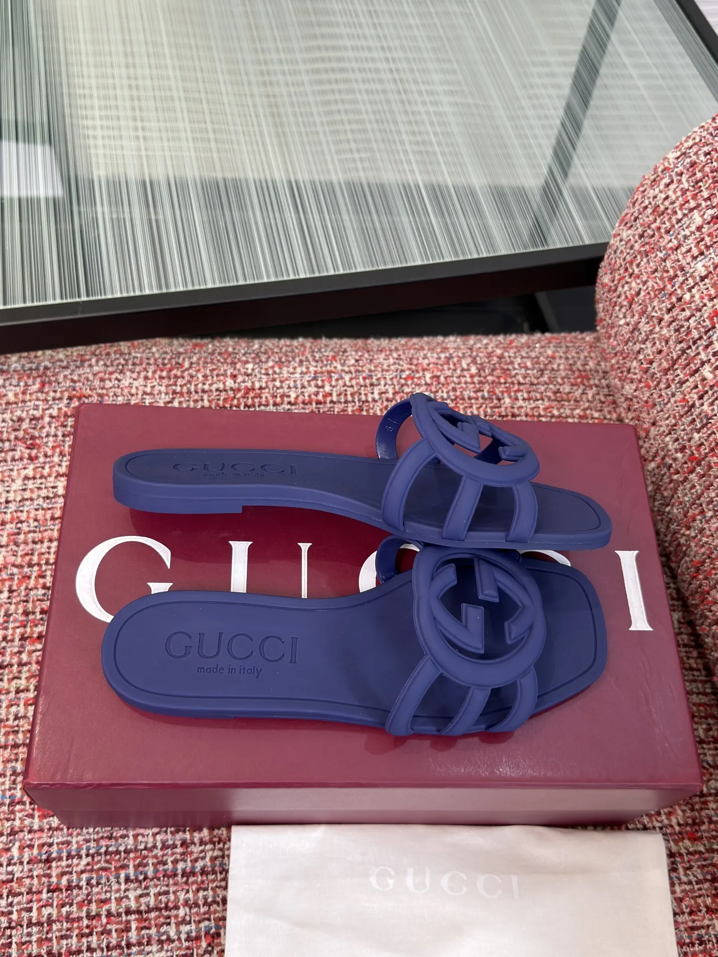 Gucci Interlocking G 蓝紫色凉拖 休闲款